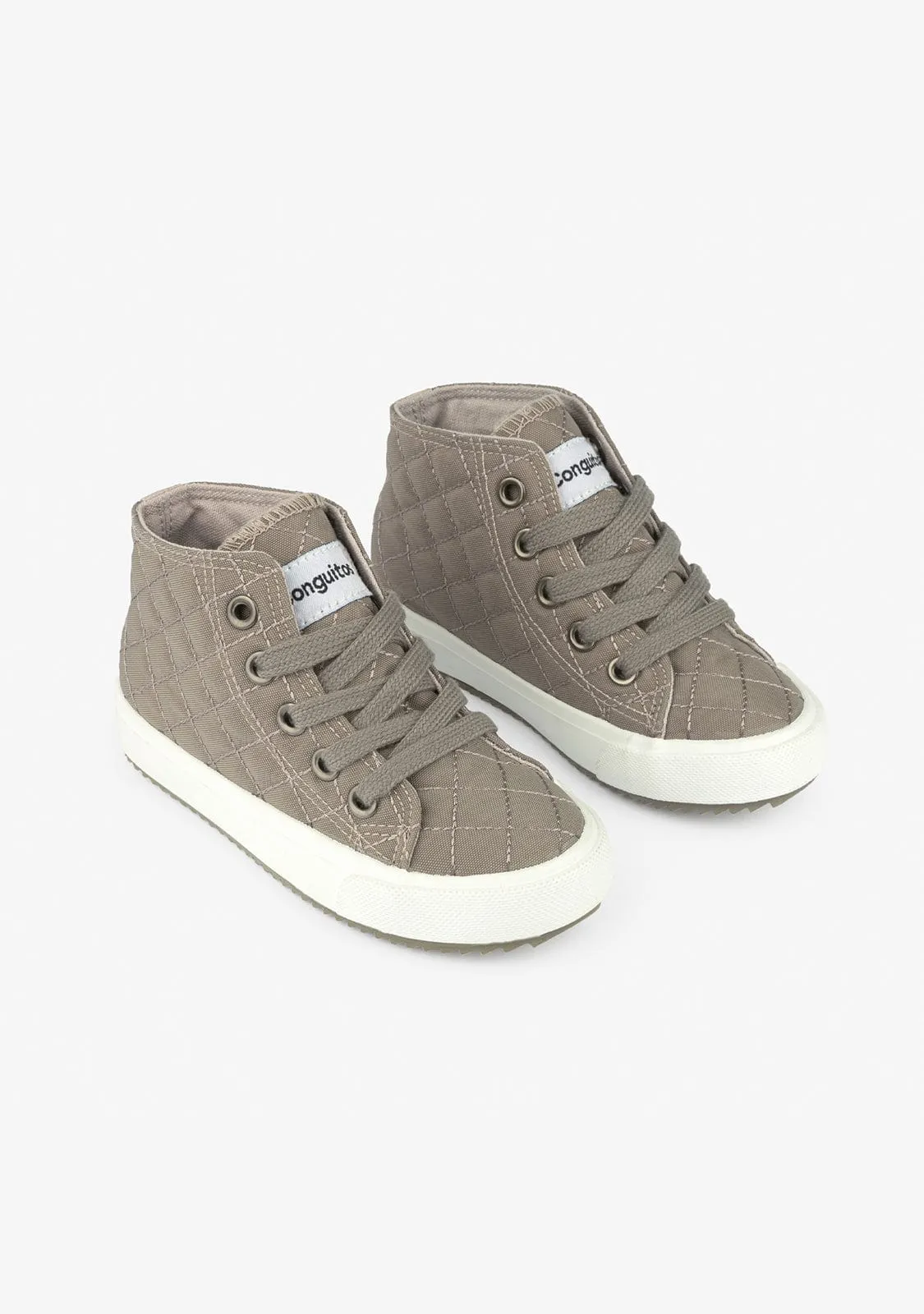 Child's Taupe Quilted Hi-Top Sneakers