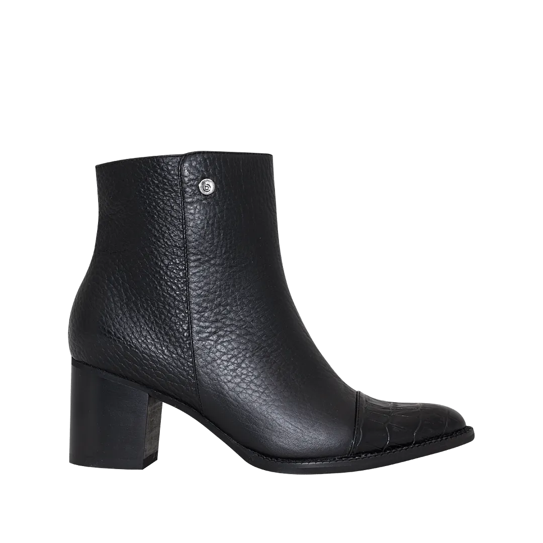Classic onyx black ankle boots made from a leather blend