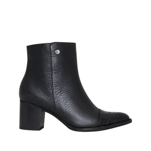 Classic onyx black ankle boots made from a leather blend