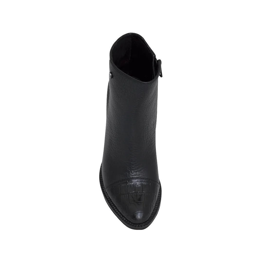 Classic onyx black ankle boots made from a leather blend