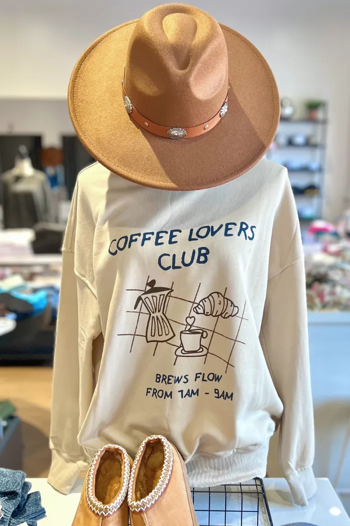 Coffee Lovers Club Sweatshirt in Taupe