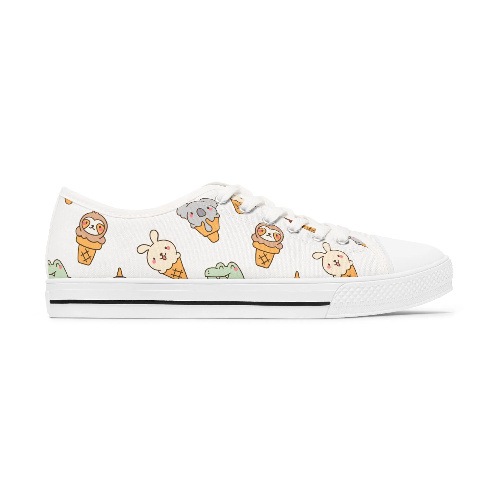Colorful Animal Ice Cream Women's Low Top Sneakers