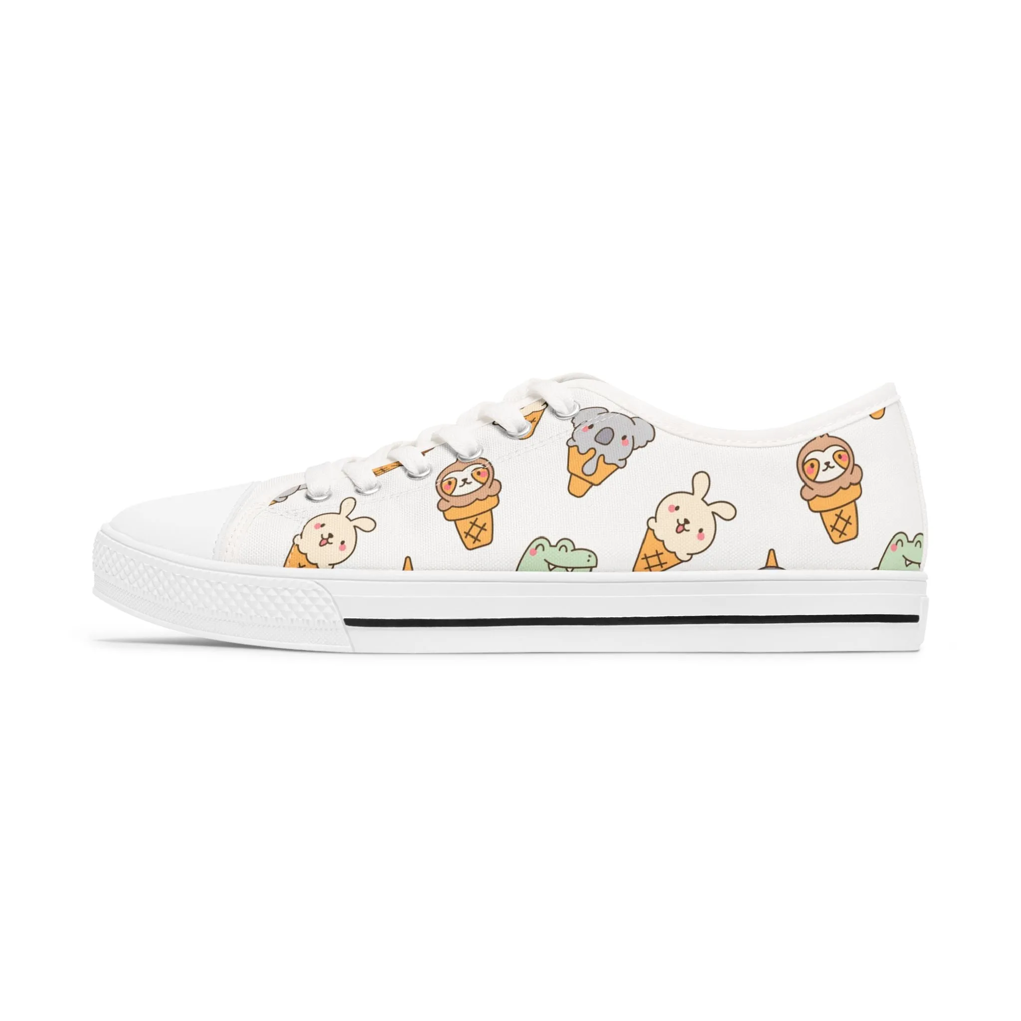 Colorful Animal Ice Cream Women's Low Top Sneakers