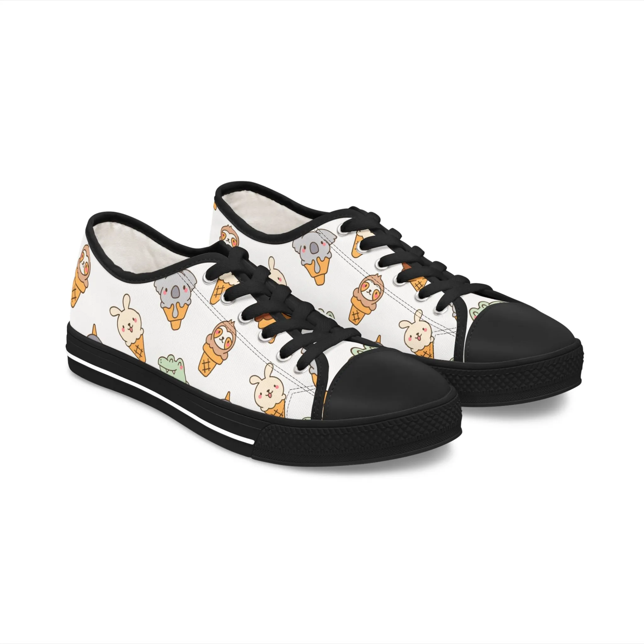 Colorful Animal Ice Cream Women's Low Top Sneakers