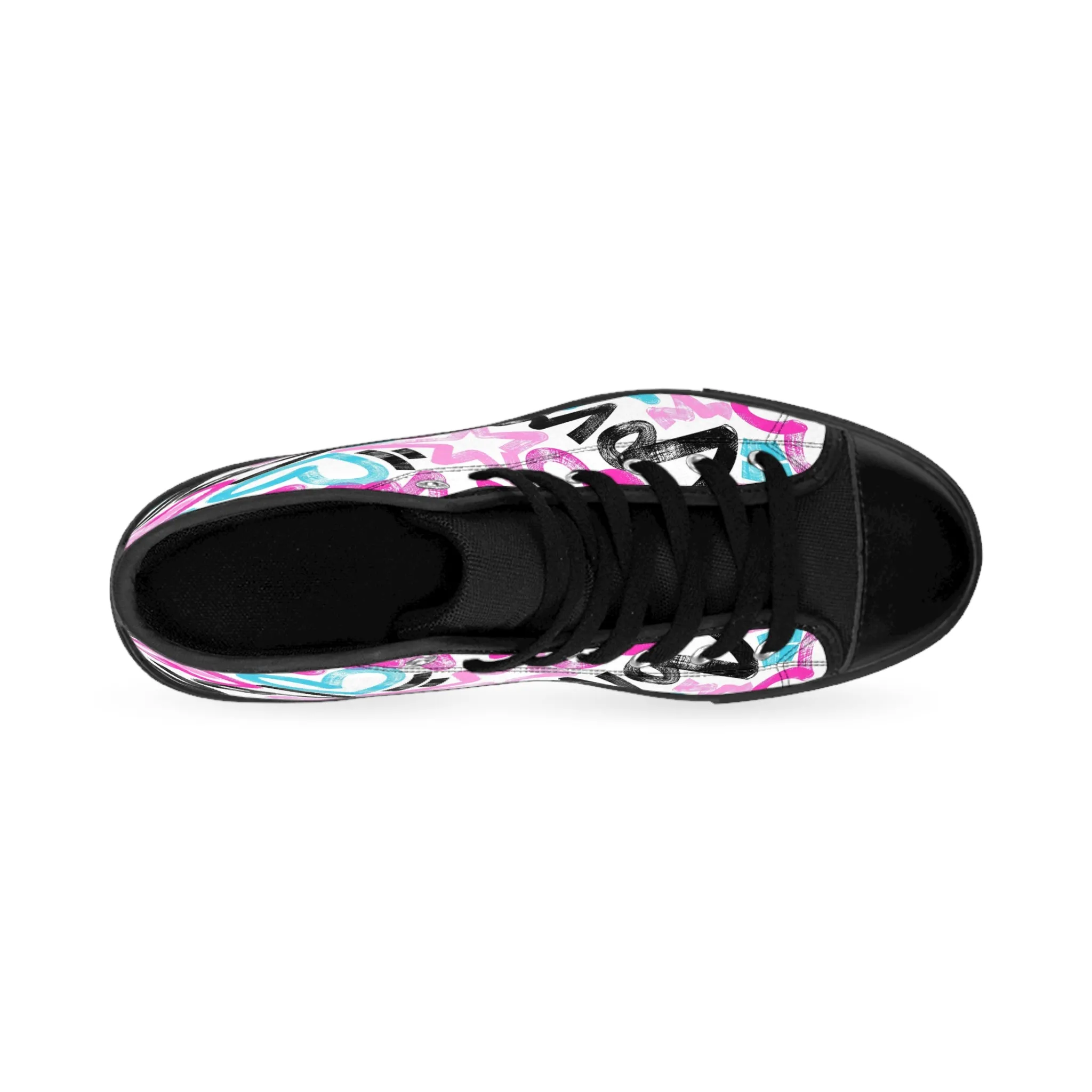 Colorful Heart and Stars Women's Classic Sneakers