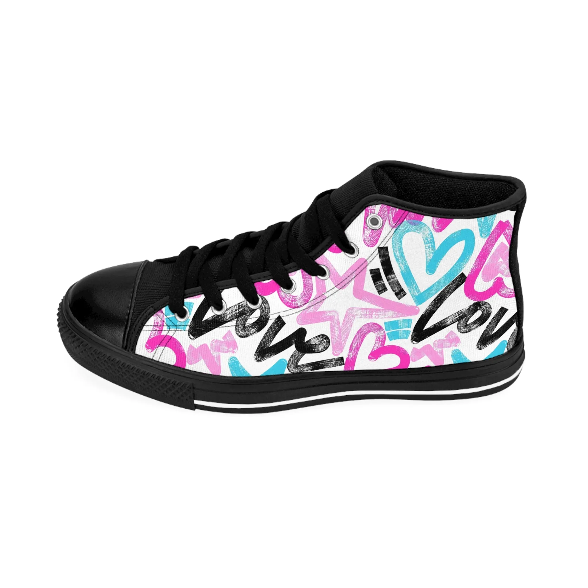 Colorful Heart and Stars Women's Classic Sneakers