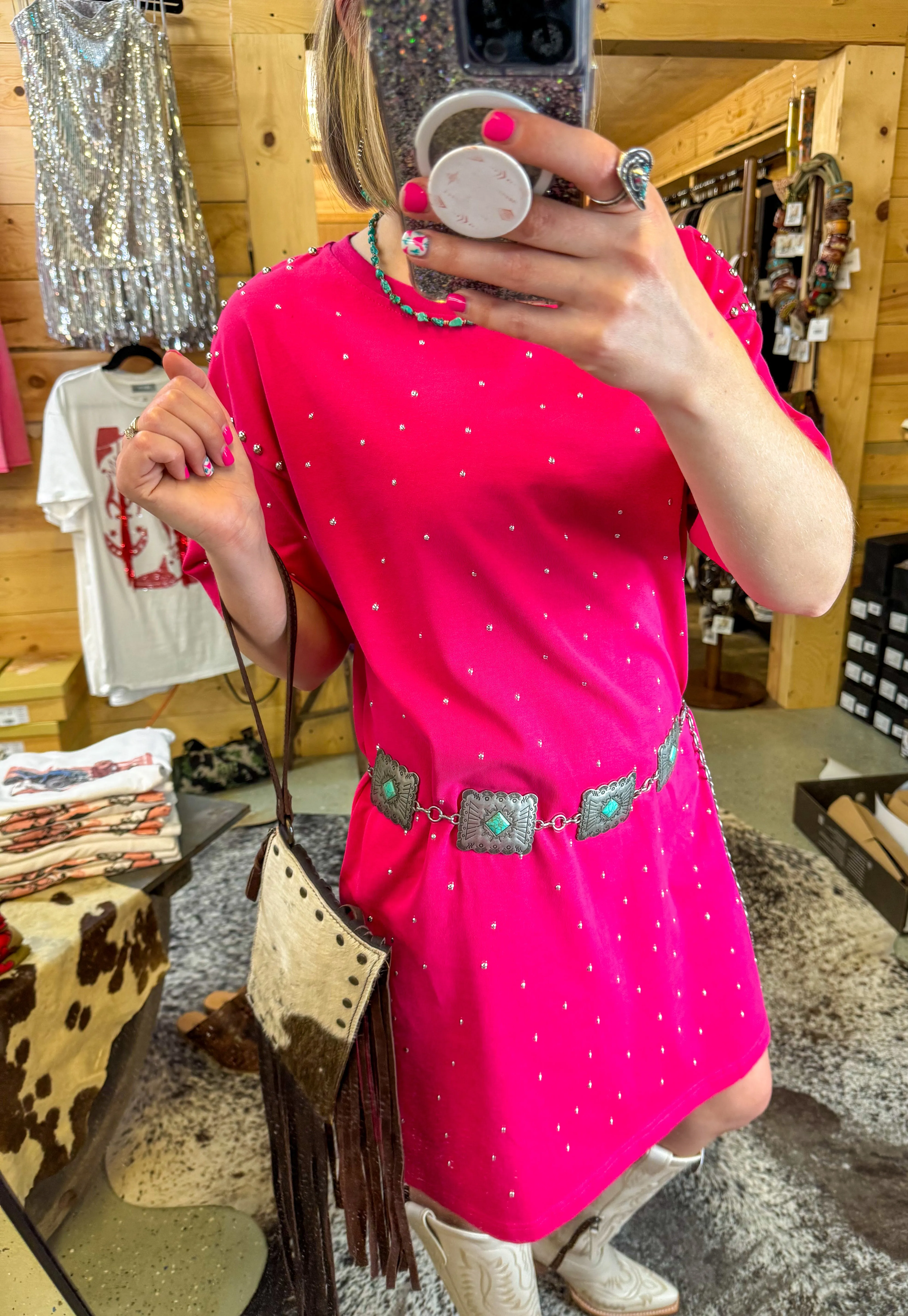Cotton Jersey Studded Dress