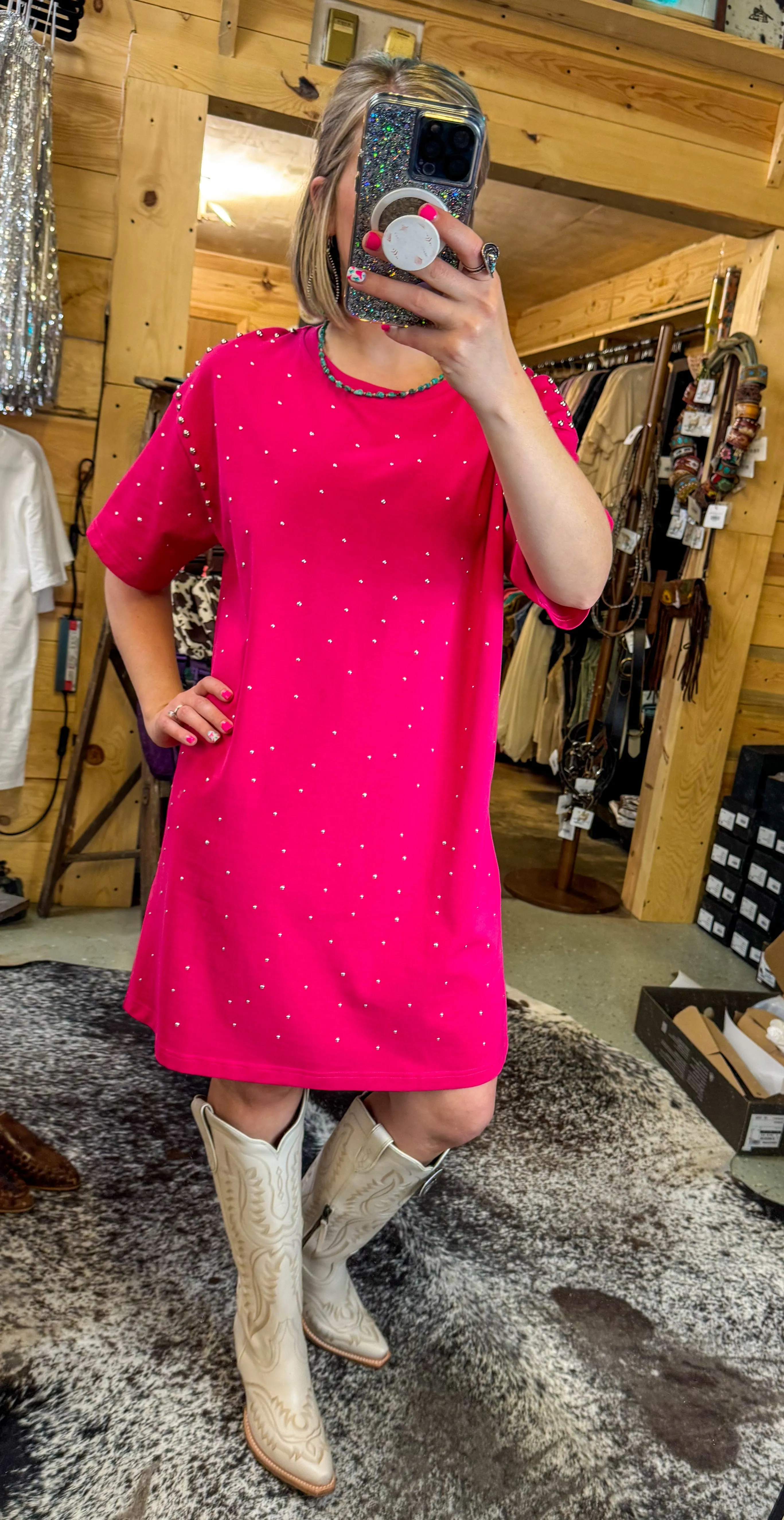 Cotton Jersey Studded Dress