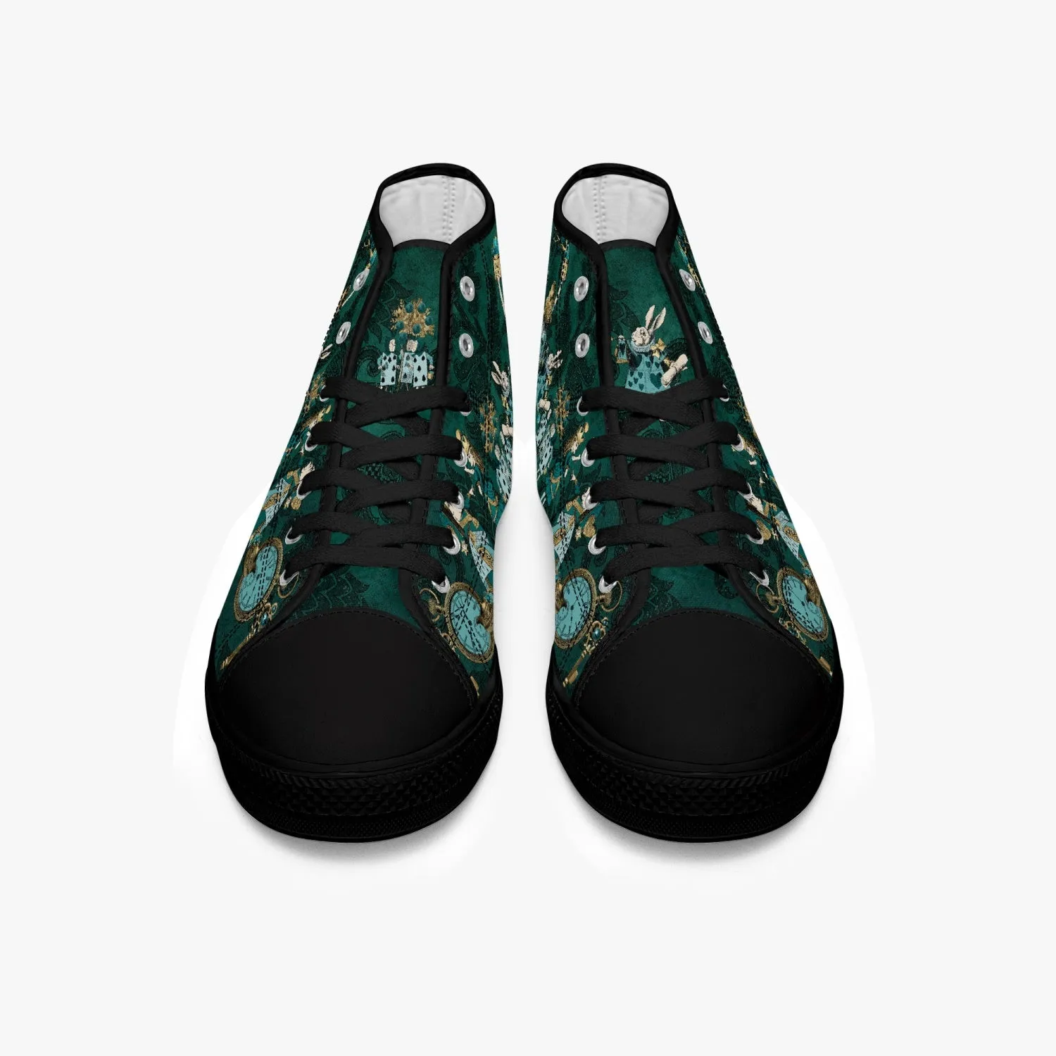 Dark Green - Alice in Wonderland high top sneakers - Queen of Hearts Shoes - (JPSNGA1)