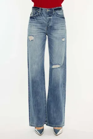 Distressed High Waist Bootcut Jeans