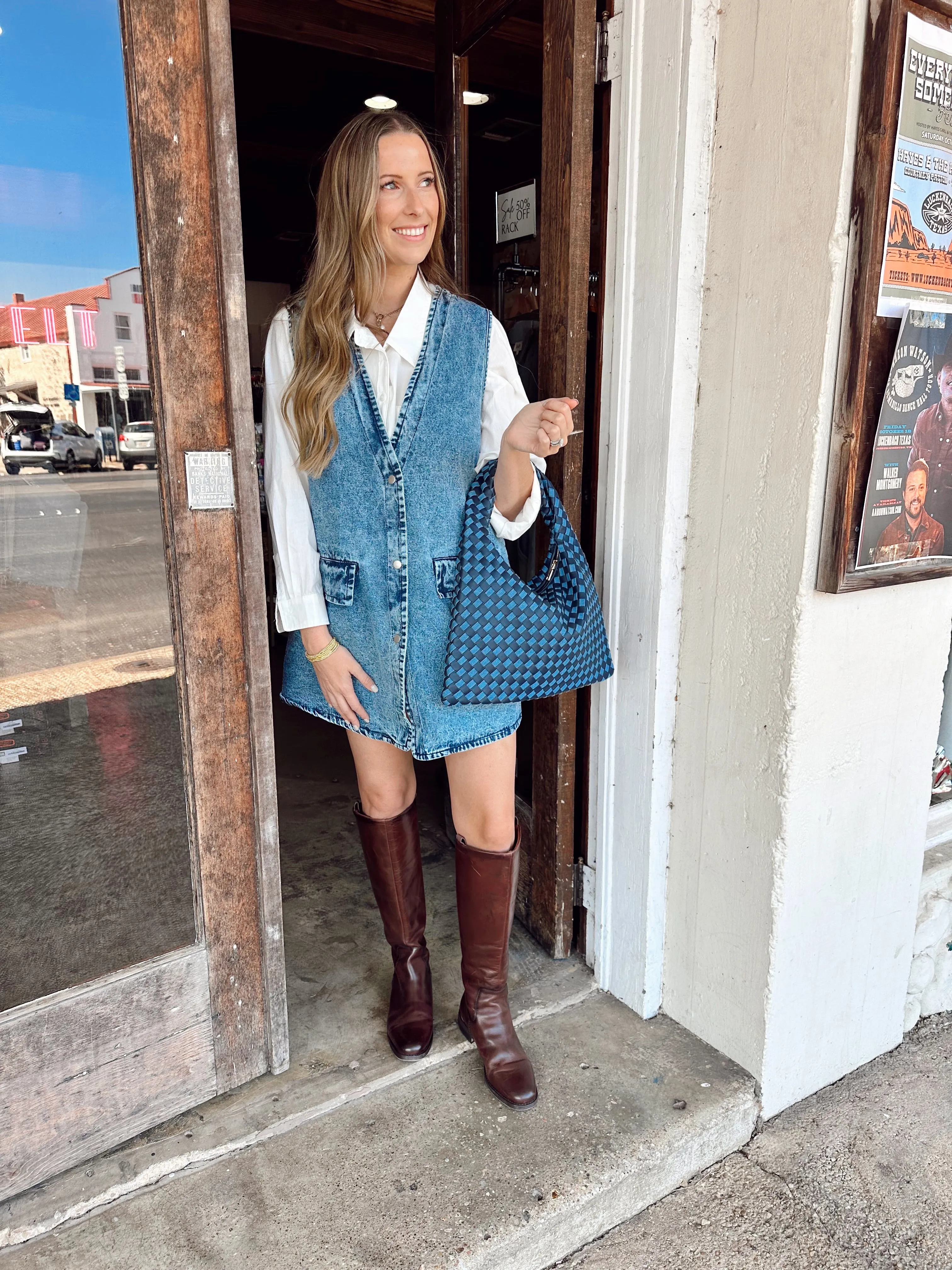 East Coast Washed Denim Long Vest
