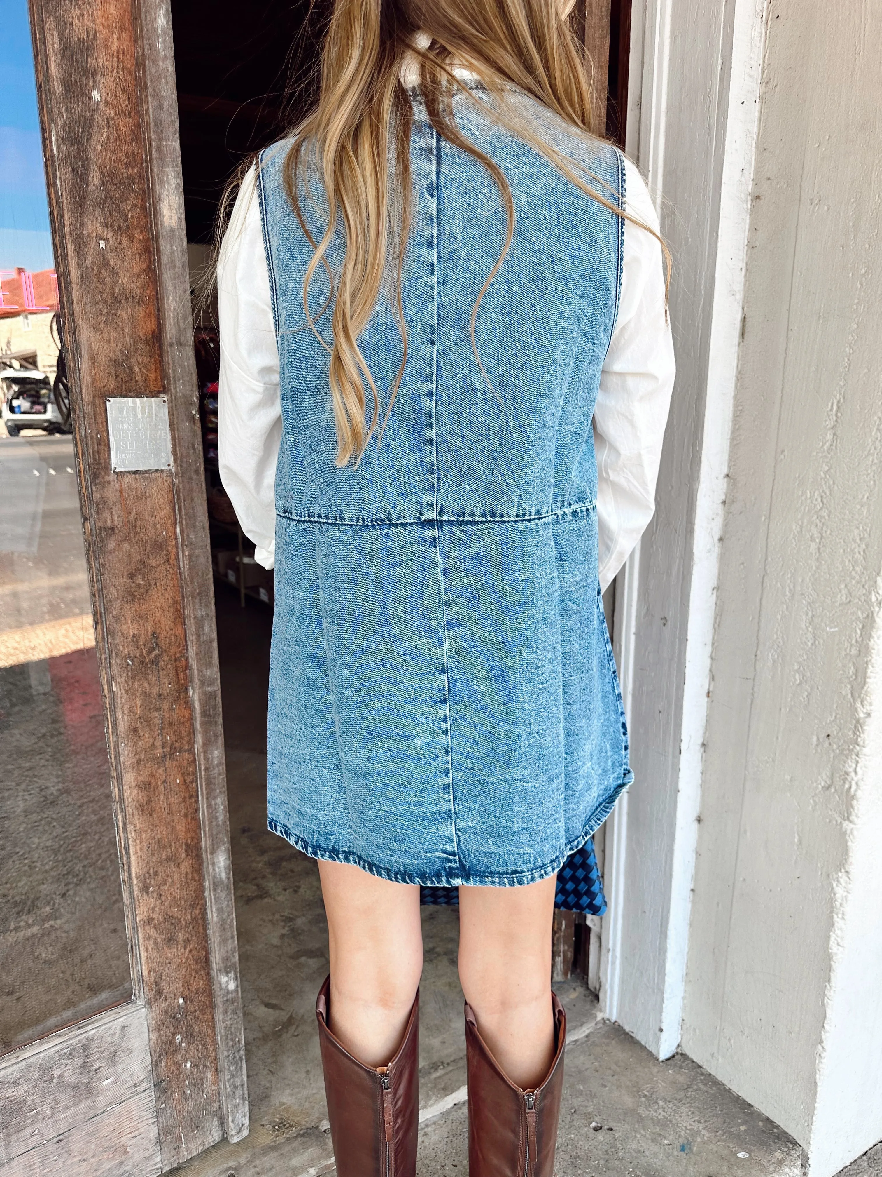 East Coast Washed Denim Long Vest