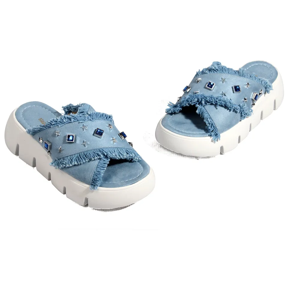 elegent women slipper/ blue/ made in turkey -7767
