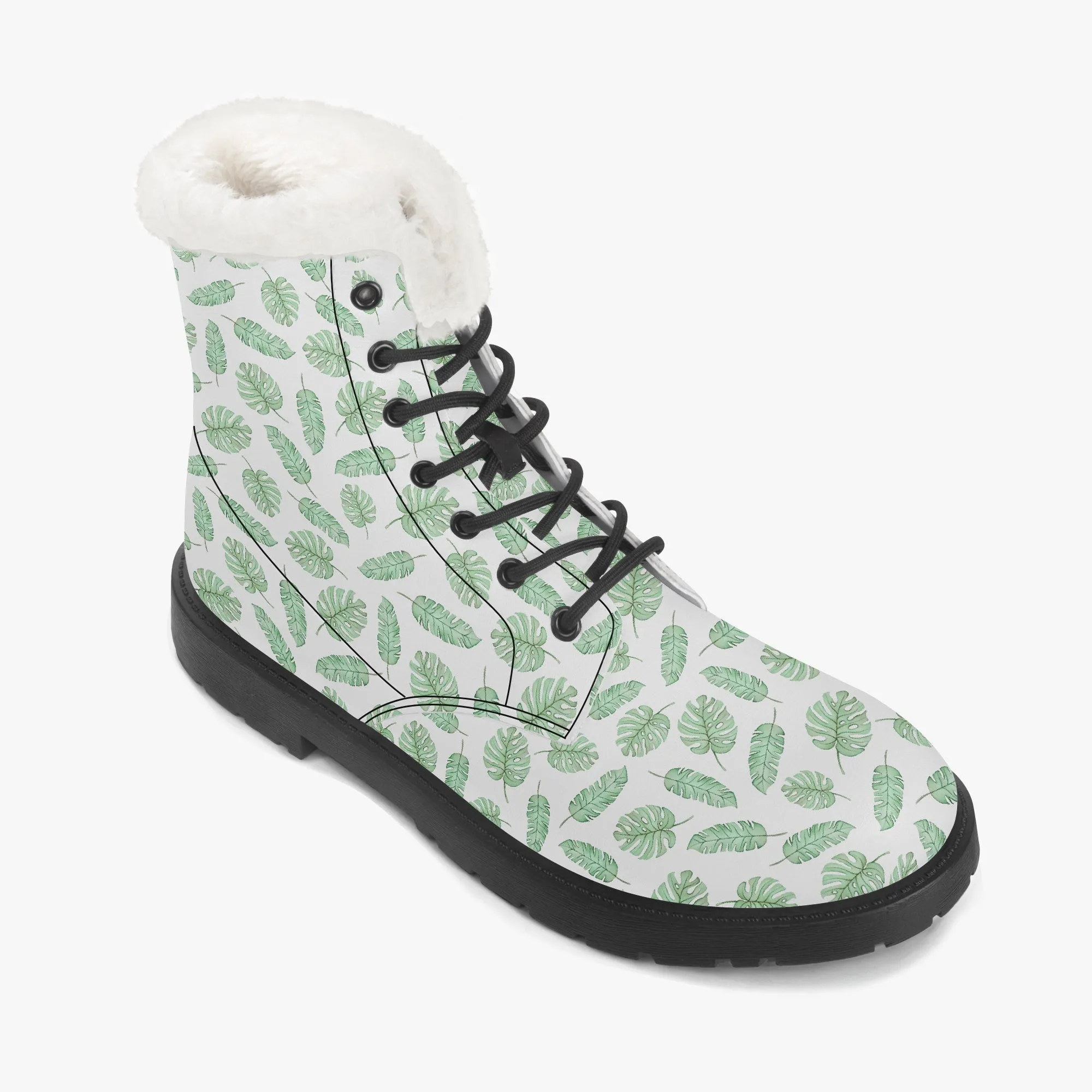 Faux Fur Leather Boots Safari