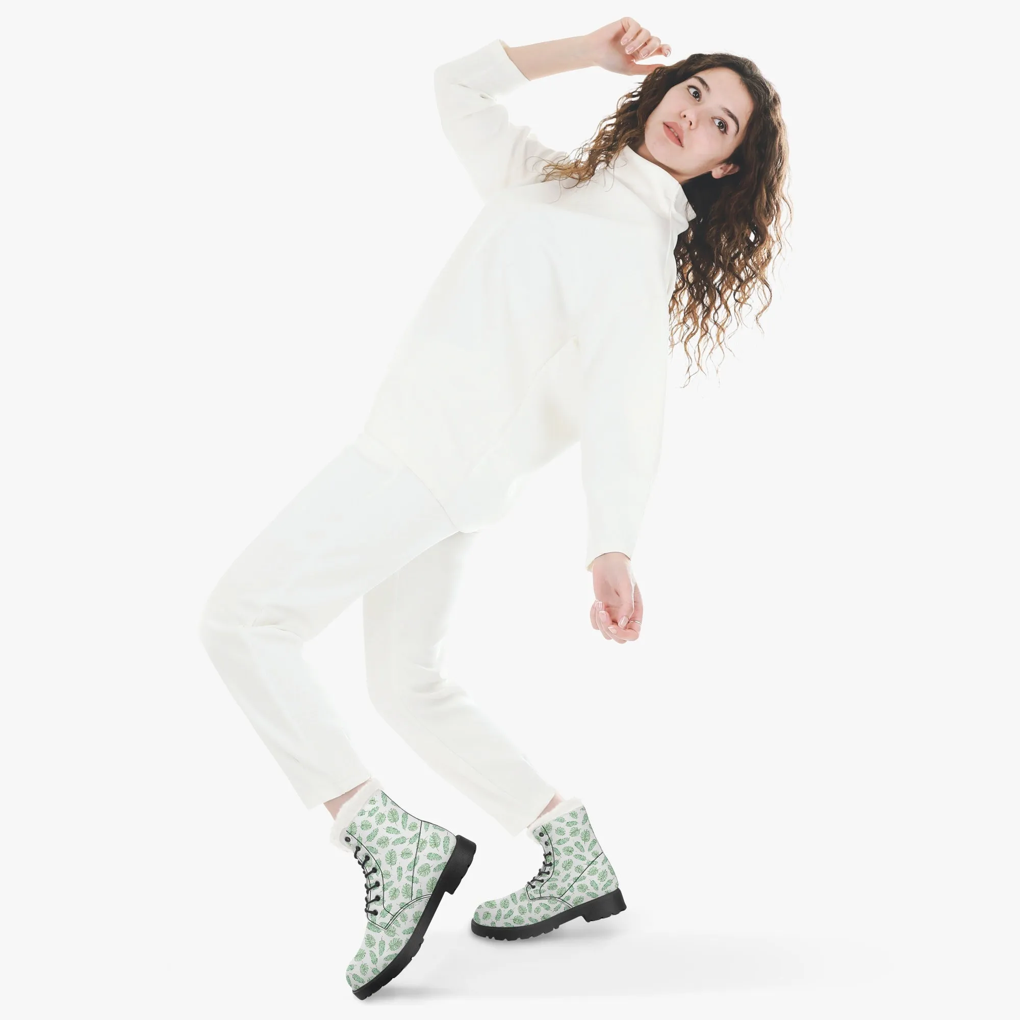 Faux Fur Leather Boots Safari