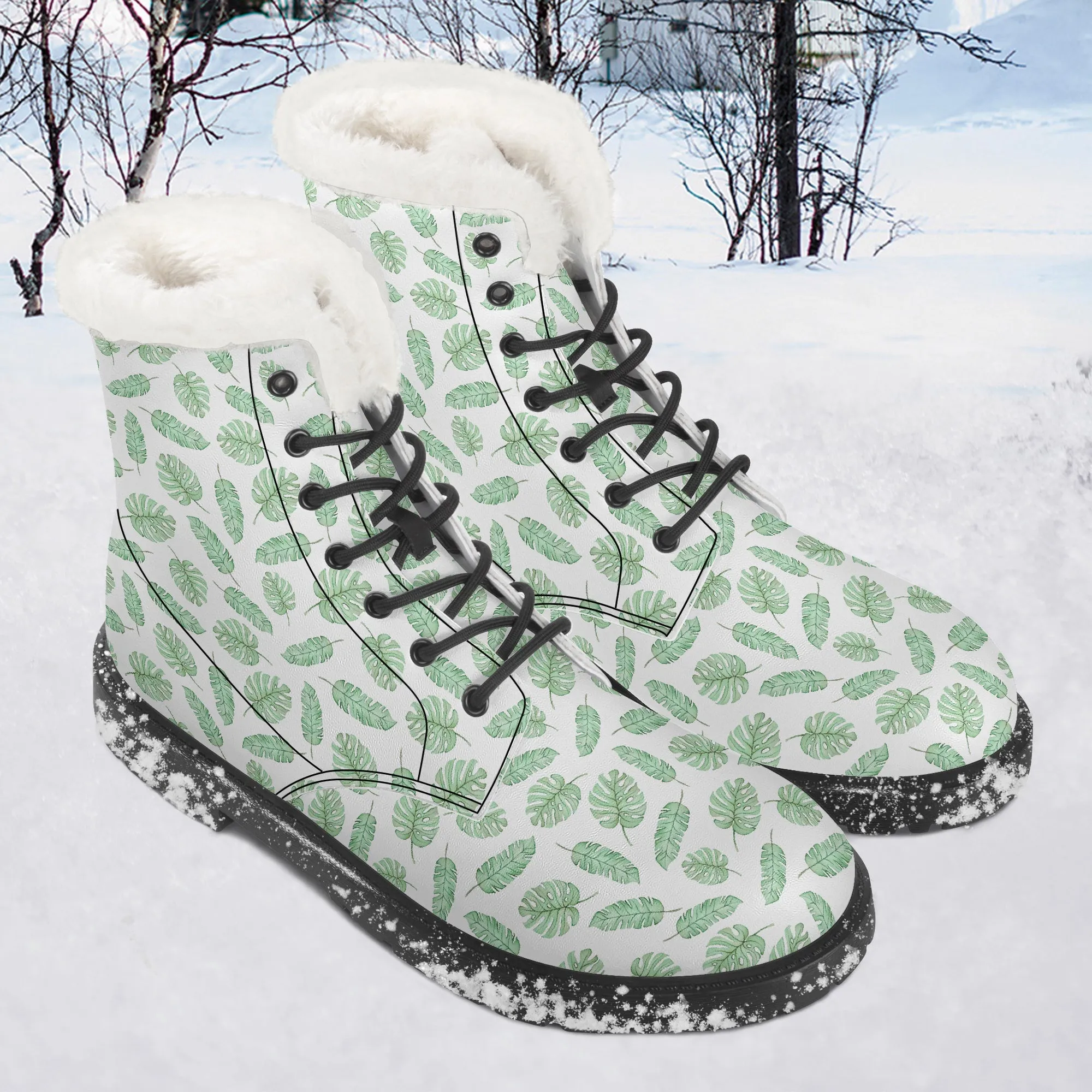 Faux Fur Leather Boots Safari