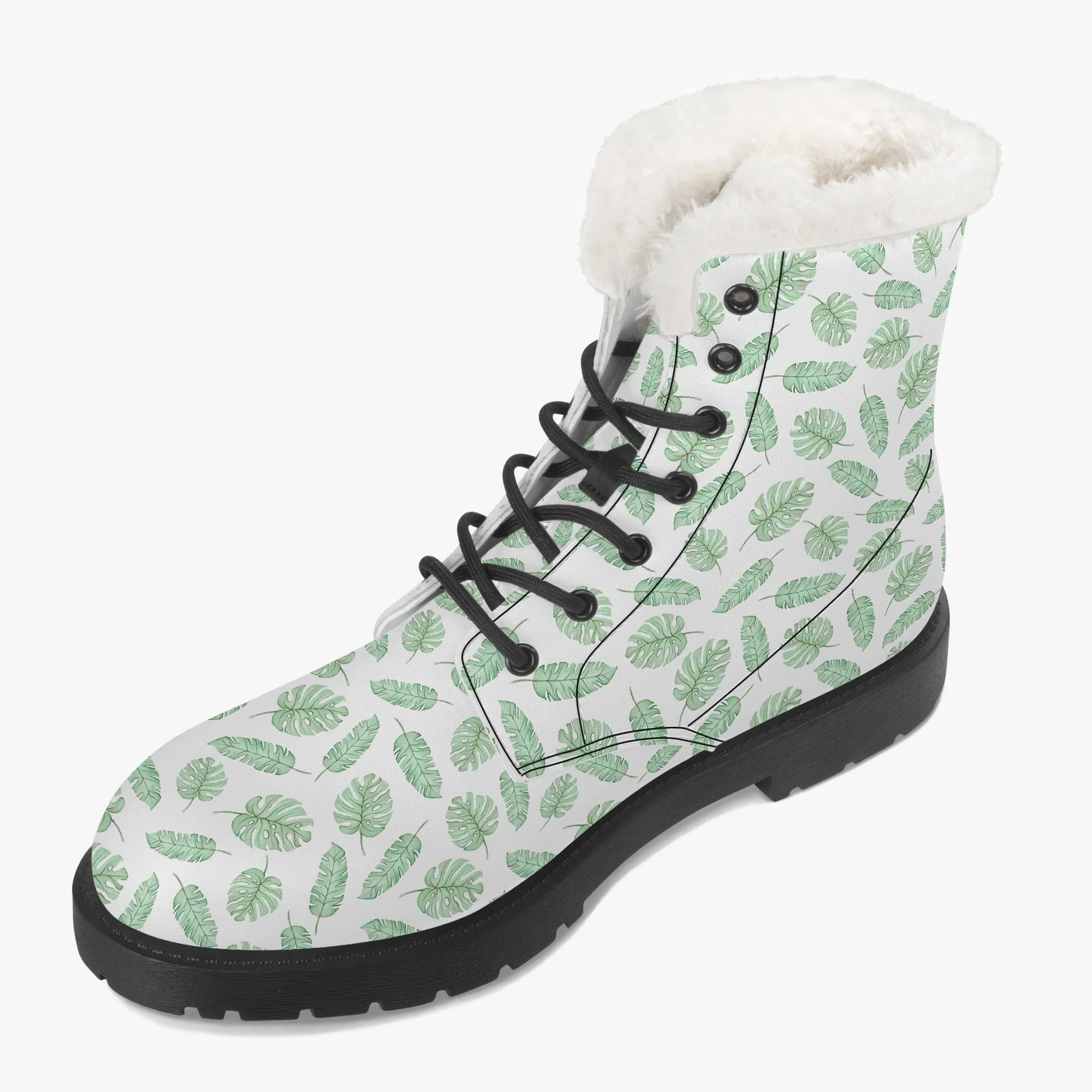 Faux Fur Leather Boots Safari