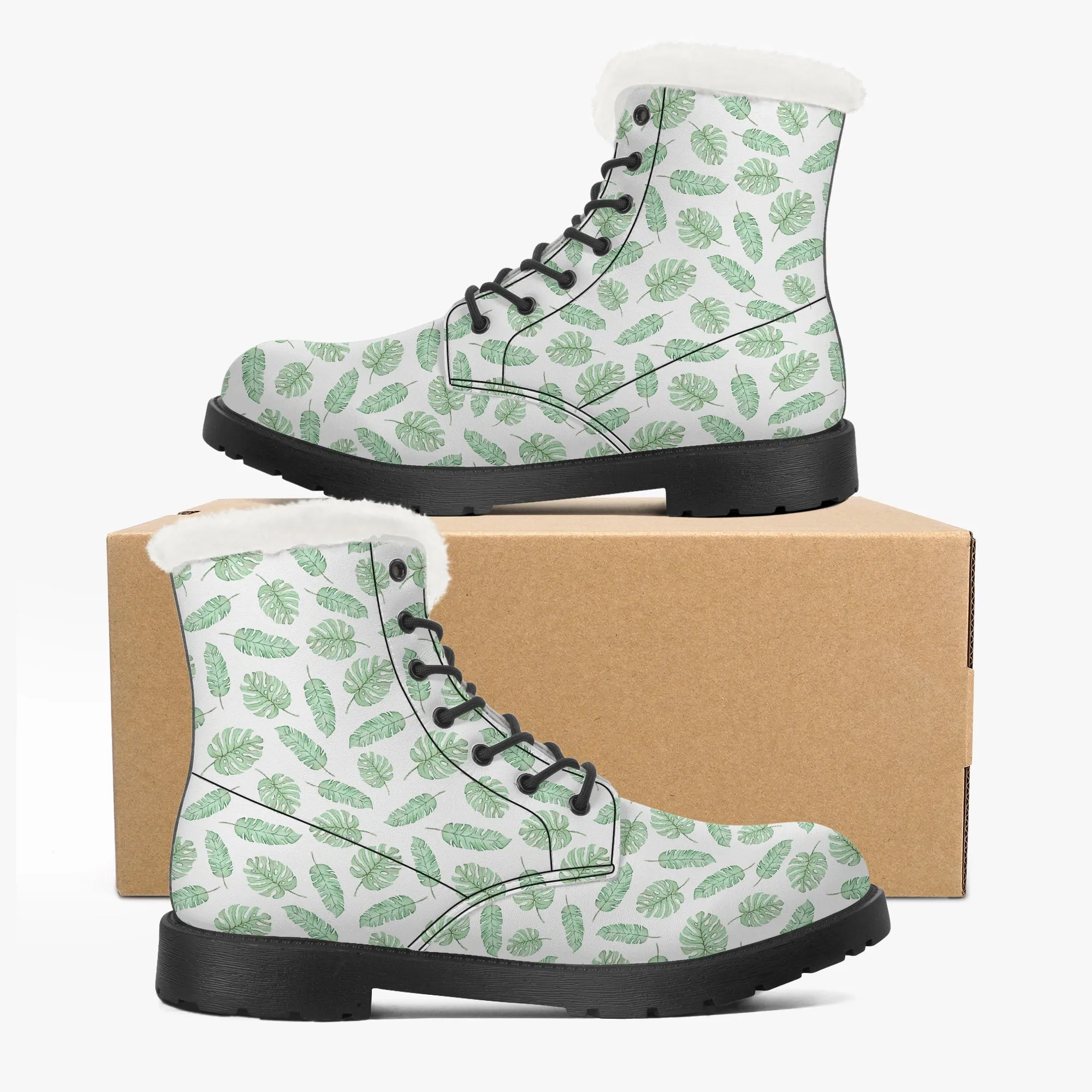 Faux Fur Leather Boots Safari