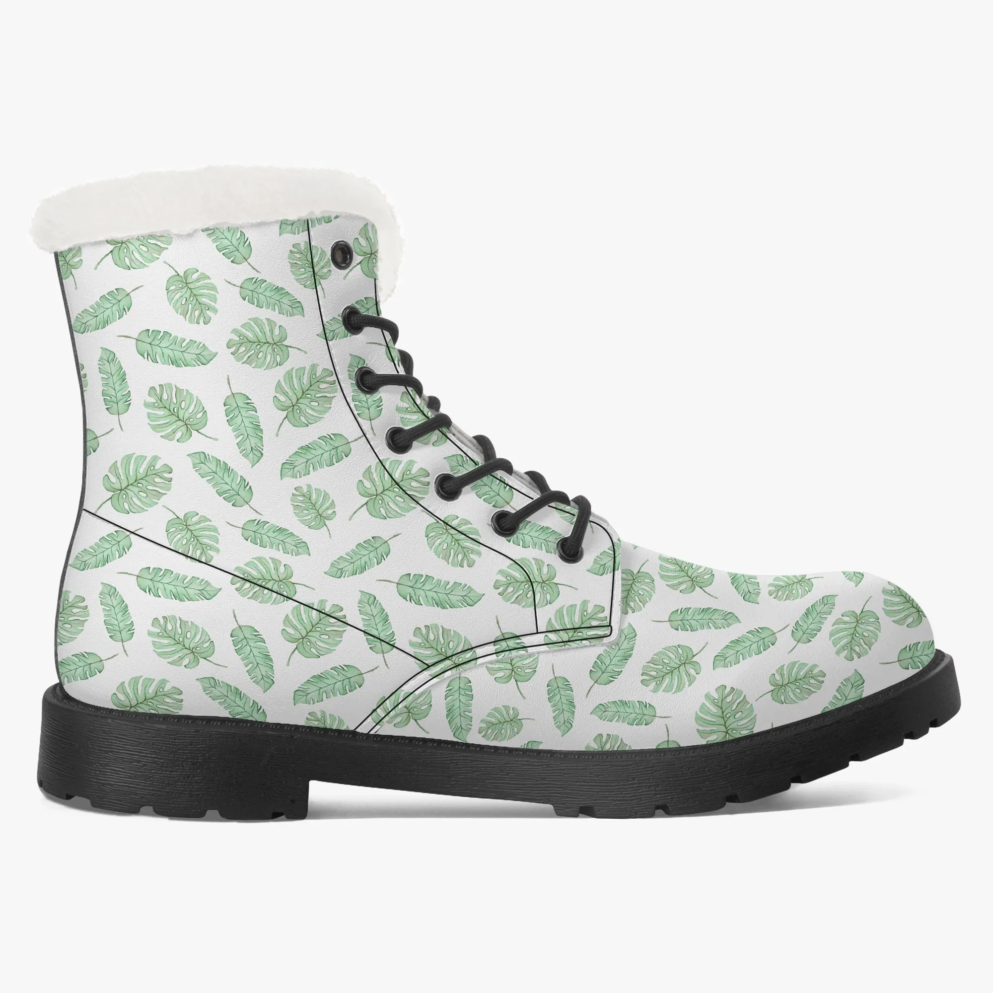 Faux Fur Leather Boots Safari