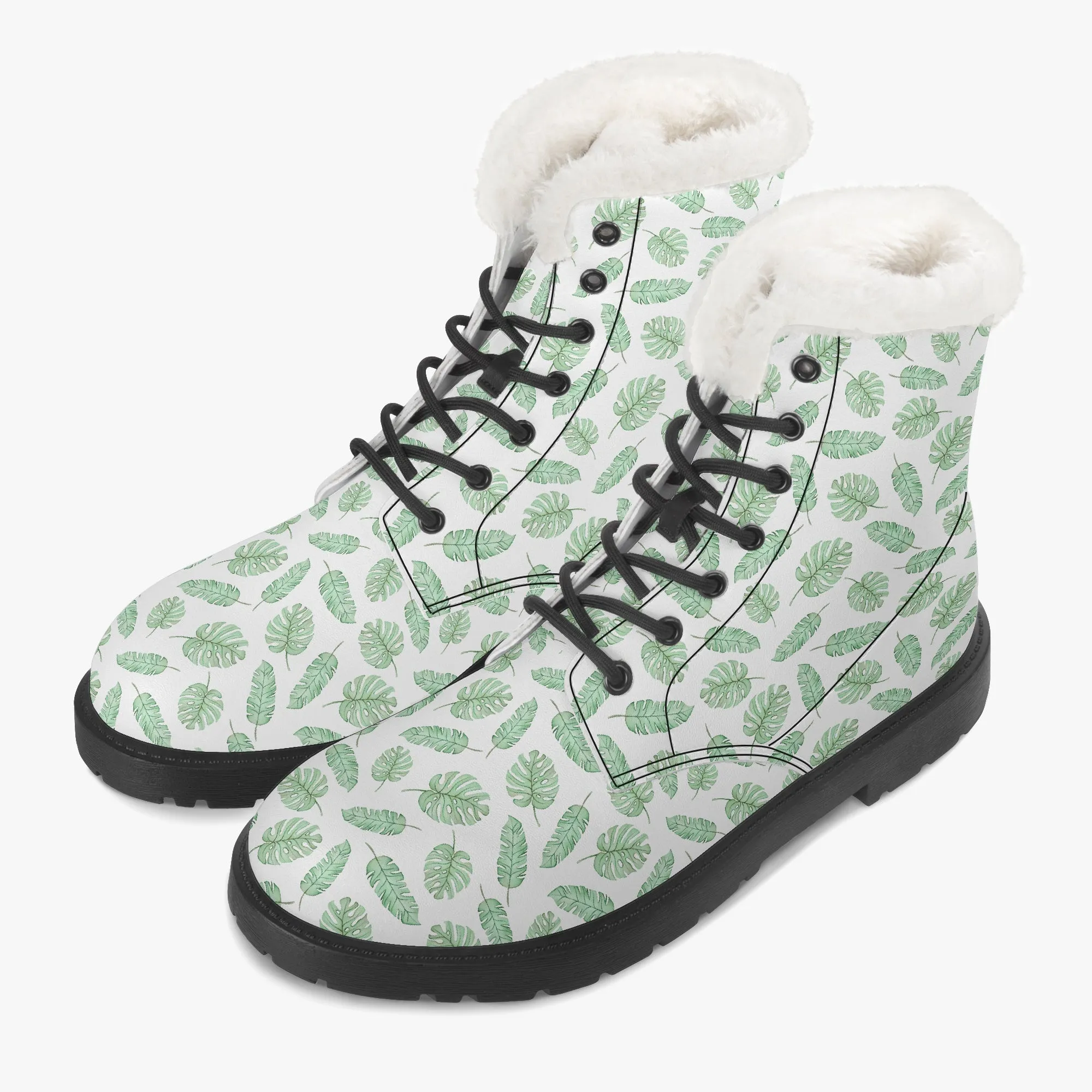 Faux Fur Leather Boots Safari