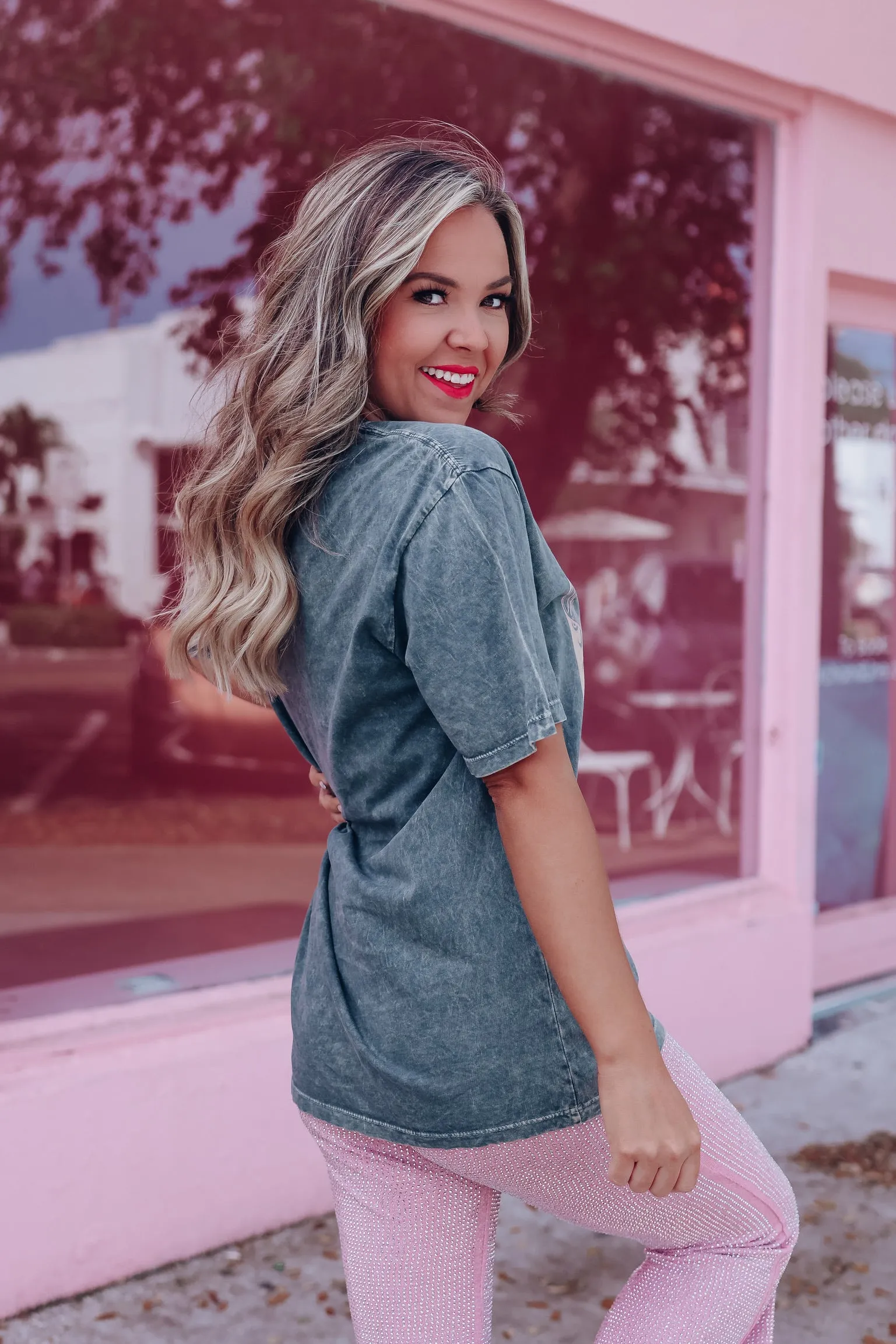 Giddy Up Cowgirl Graphic Tee - Stone Gray