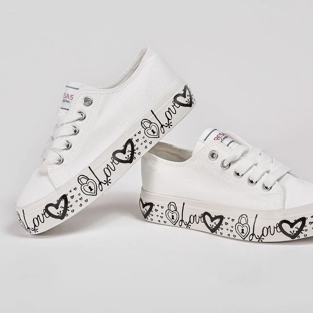 Girl's White Canvas Sneakers