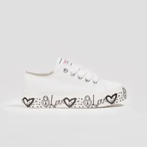Girl's White Canvas Sneakers