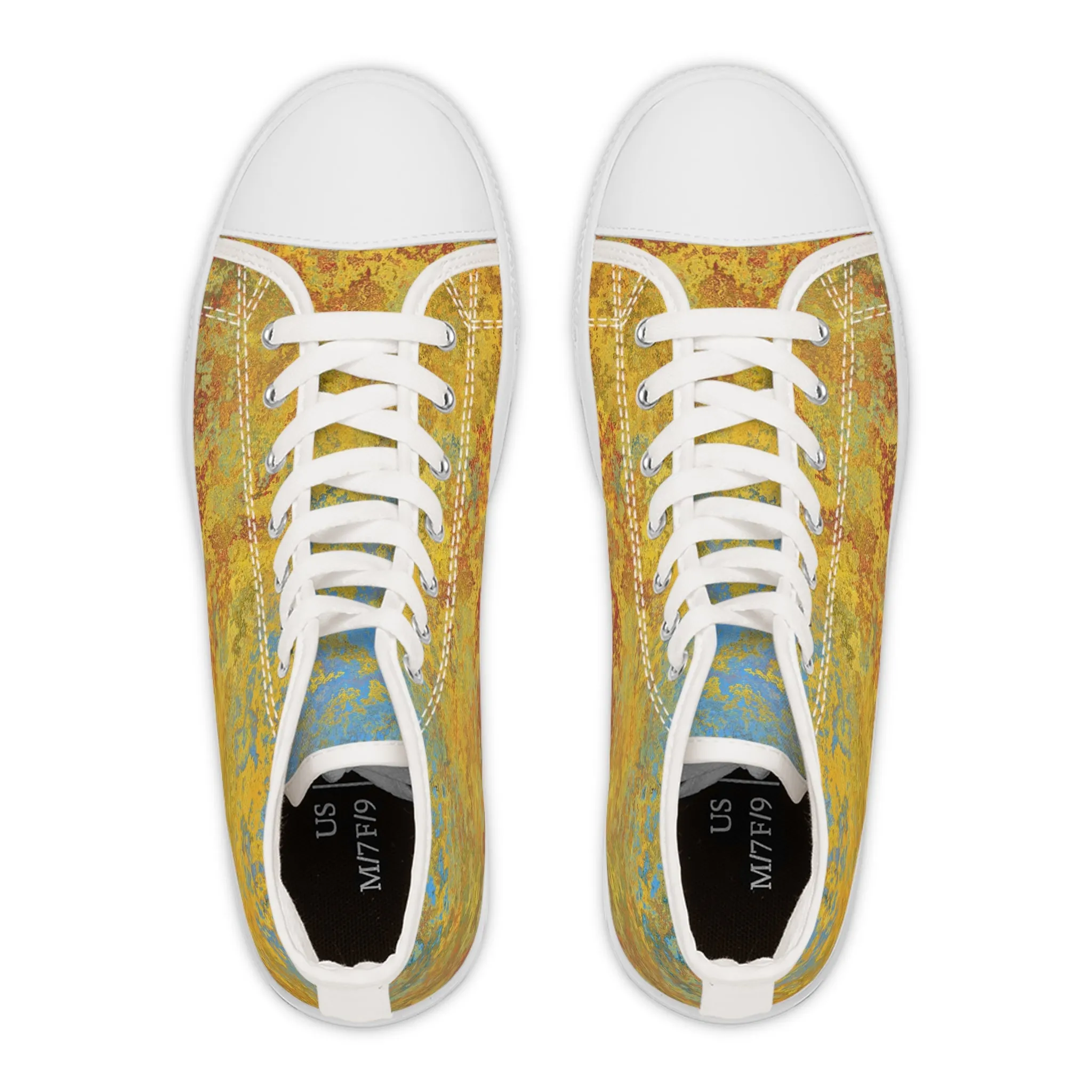 Gold and blue spots - Inovax Women's Hight Top Sneakers