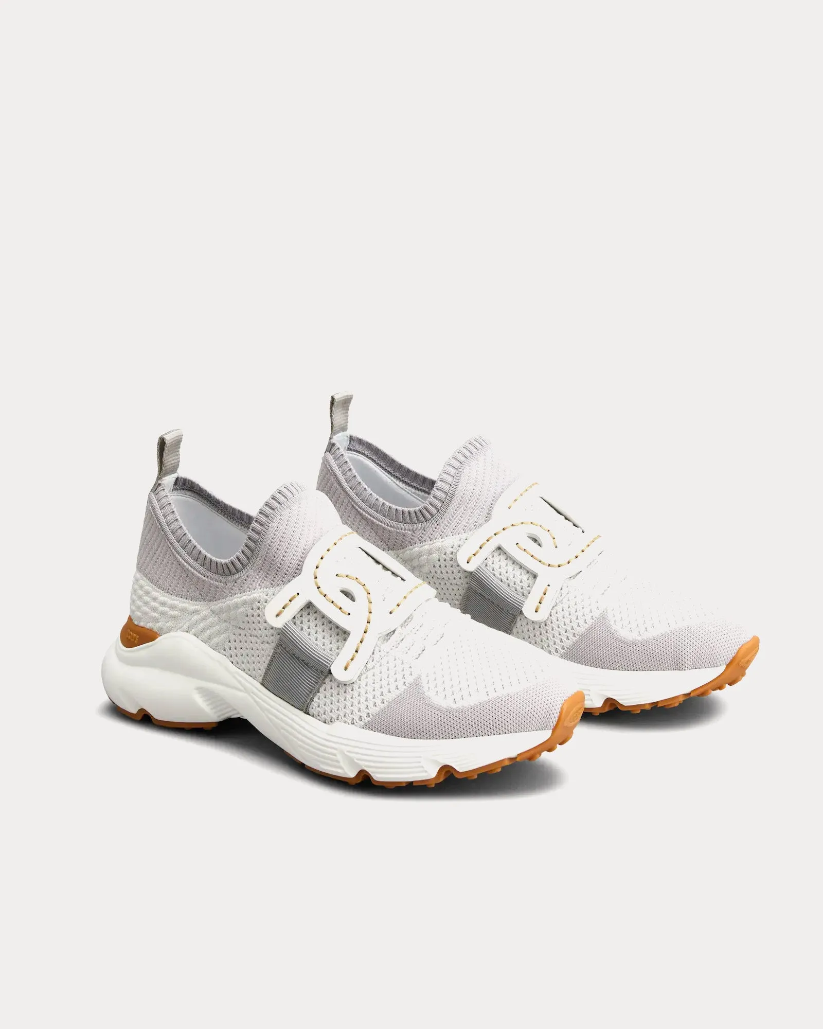Kate Technical Fabric Grey / Brown Slip On Sneakers
