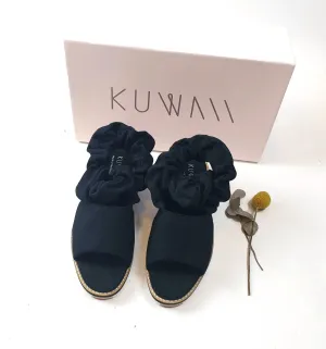 Kuwaii black canvas shoes with unique scrunchy-like detail size 8 (unworn, RRP $419)