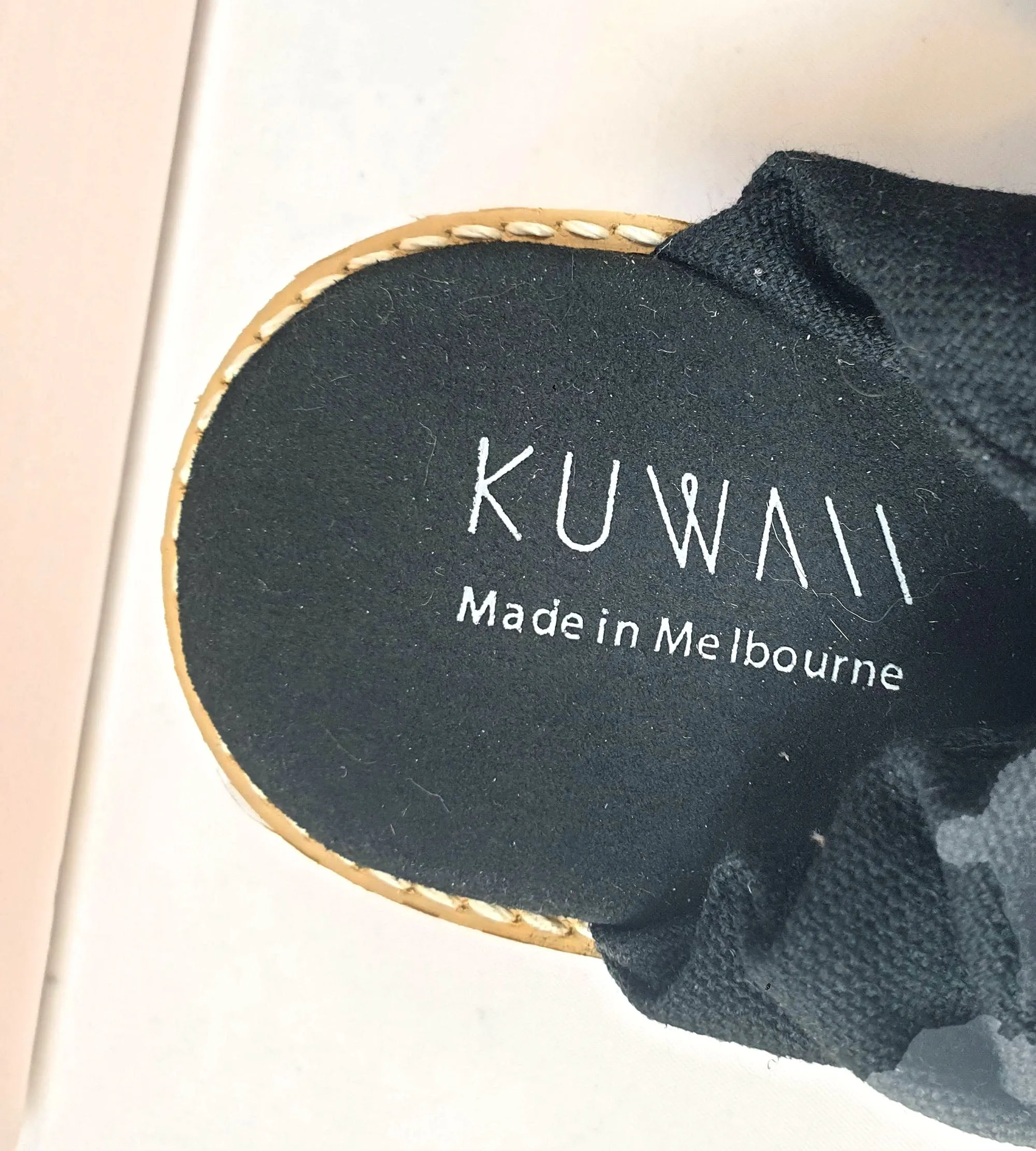 Kuwaii black canvas shoes with unique scrunchy-like detail size 8 (unworn, RRP $419)
