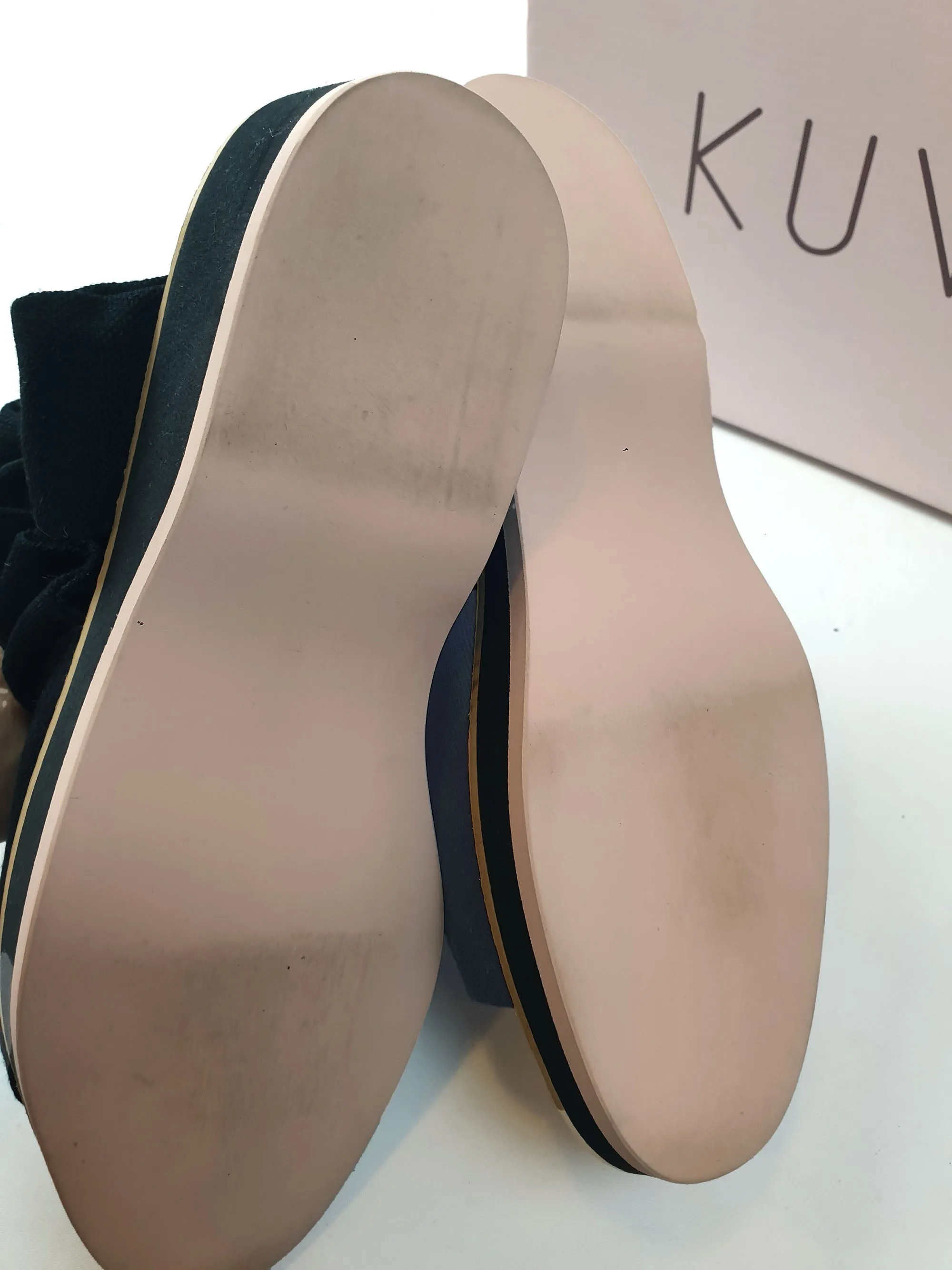 Kuwaii black canvas shoes with unique scrunchy-like detail size 8 (unworn, RRP $419)