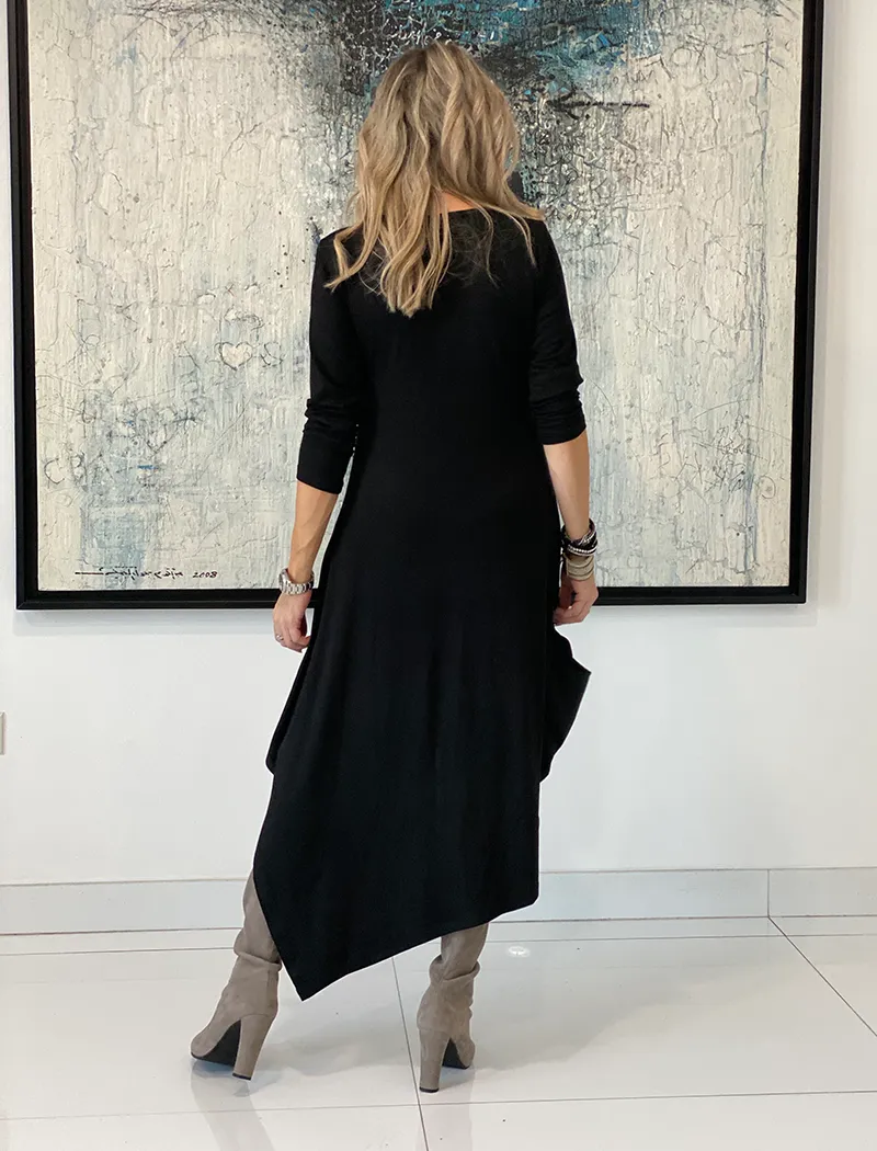Long Sleeves Total Comfort Dress - Black/Evil Eye
