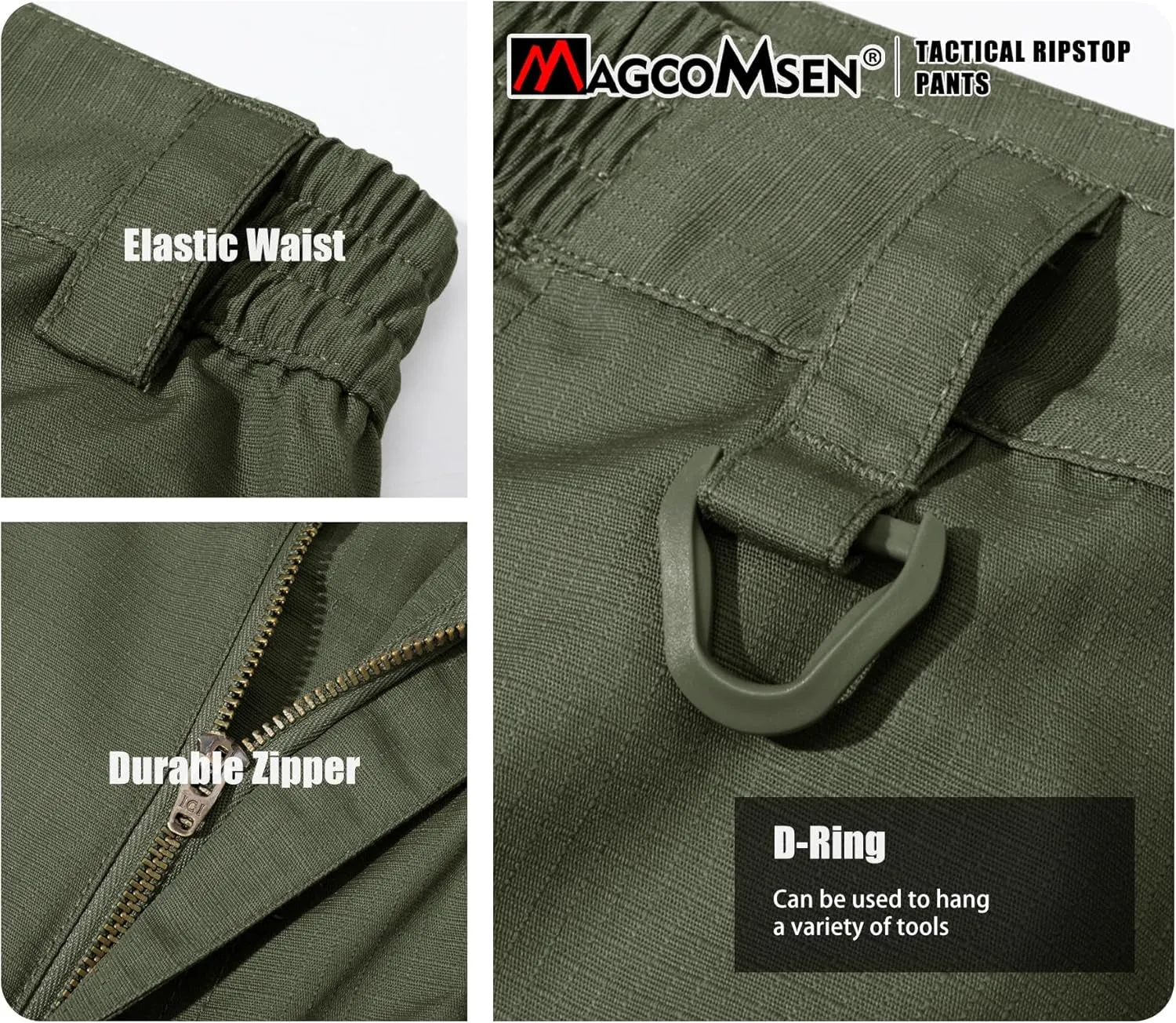 MAGCOMSEN Men's Tactical Pants - 9 Pockets, Ripstop, Water Repellent