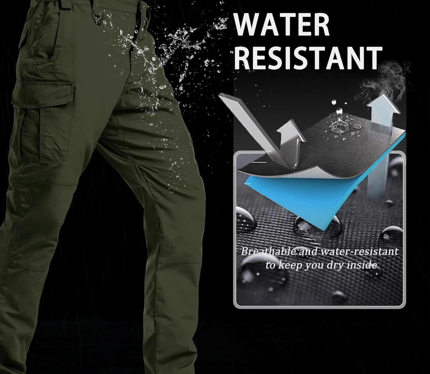 MAGCOMSEN Men's Tactical Pants - 9 Pockets, Ripstop, Water Repellent