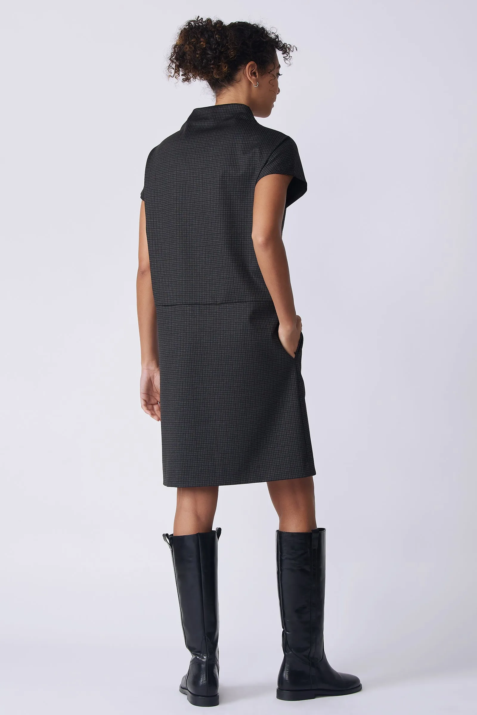 Maya Funnelneck Dress - Mini Check