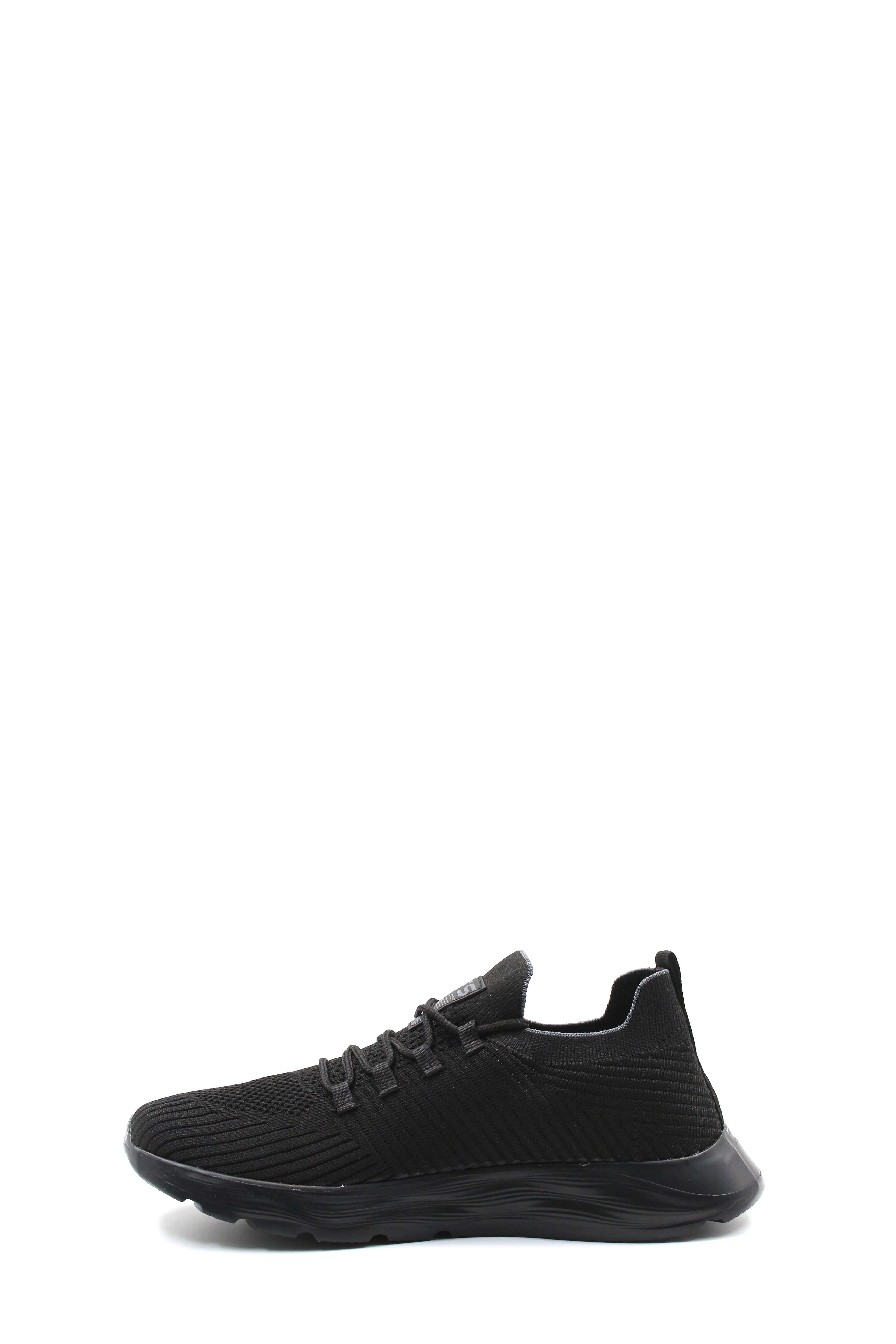 Men's All-Black Knit Sneakers with Flexible Sole - Wessi