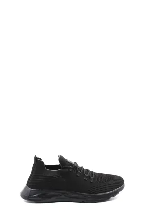 Men's All-Black Knit Sneakers with Flexible Sole - Wessi