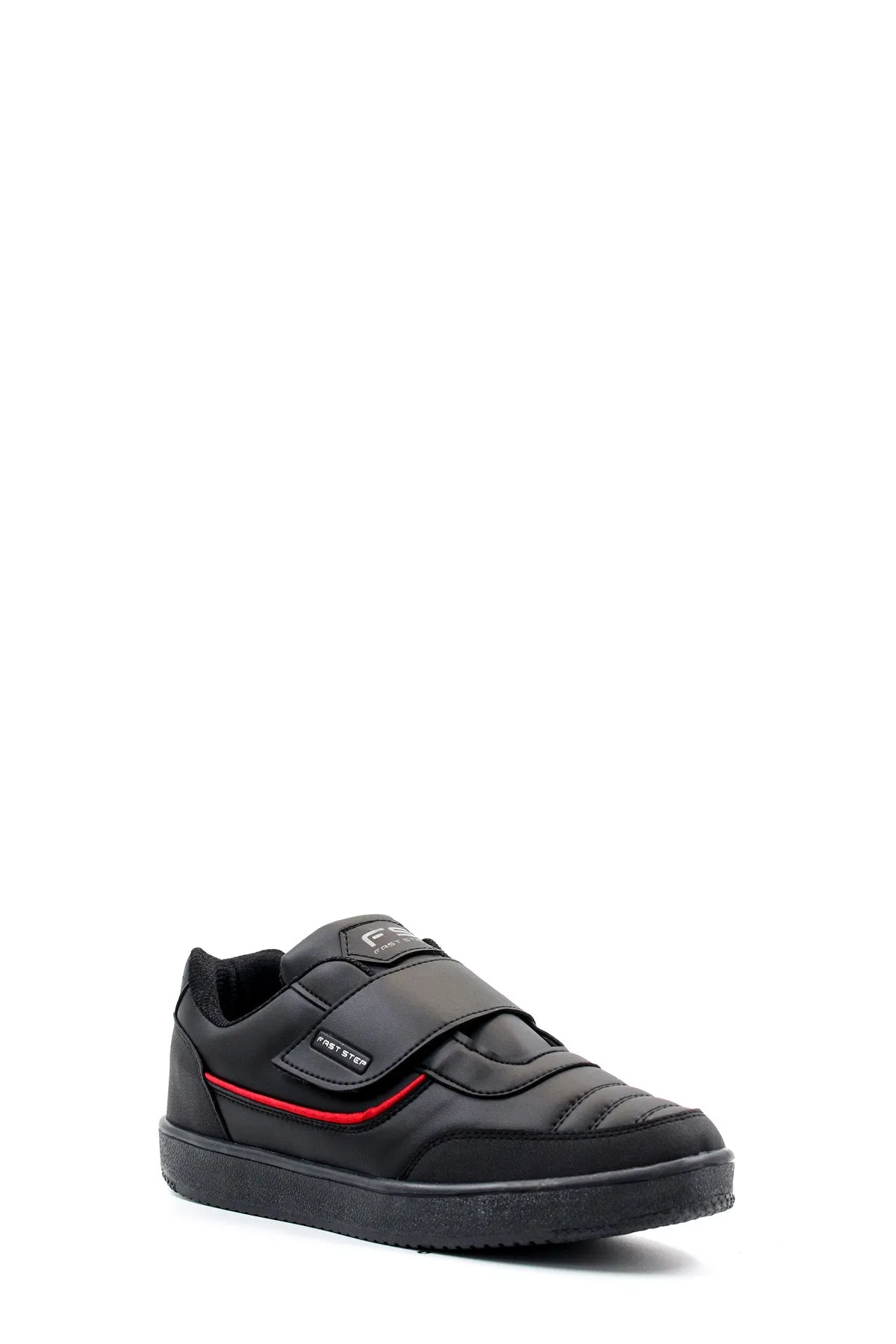 Men's Black Casual Velcro Sneakers with Red Accent - Wessi