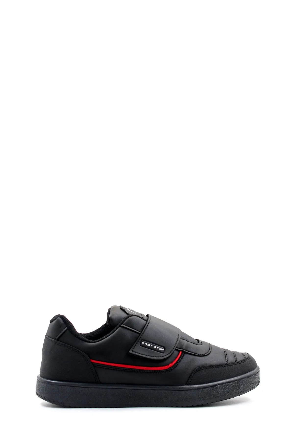 Men's Black Casual Velcro Sneakers with Red Accent - Wessi