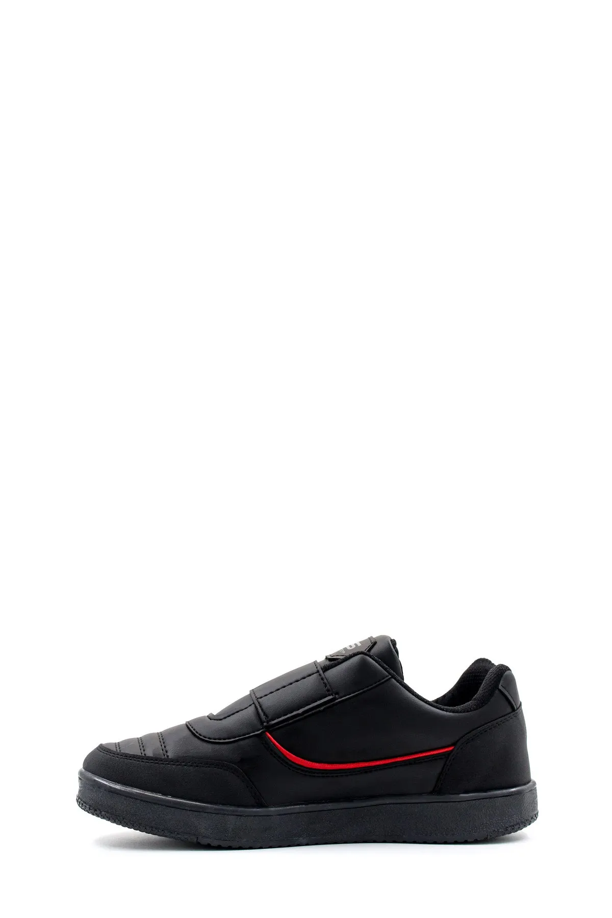 Men's Black Casual Velcro Sneakers with Red Accent - Wessi