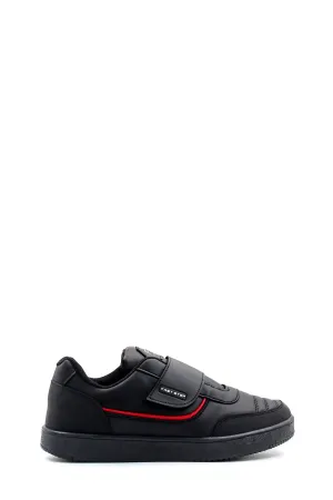 Men's Black Casual Velcro Sneakers with Red Accent - Wessi