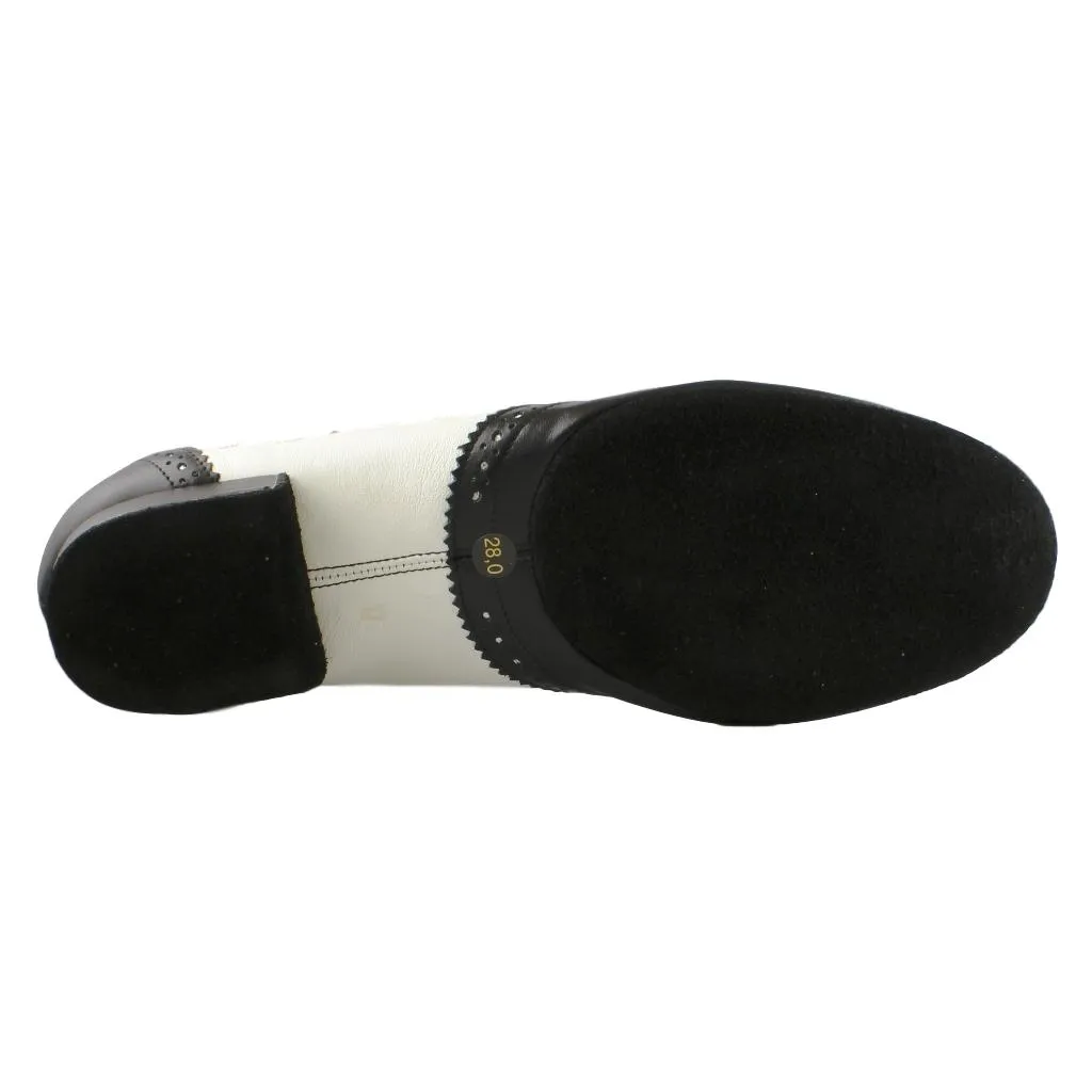 Men's Salsa Dance Shoes, Flexi M, Black-White Leather