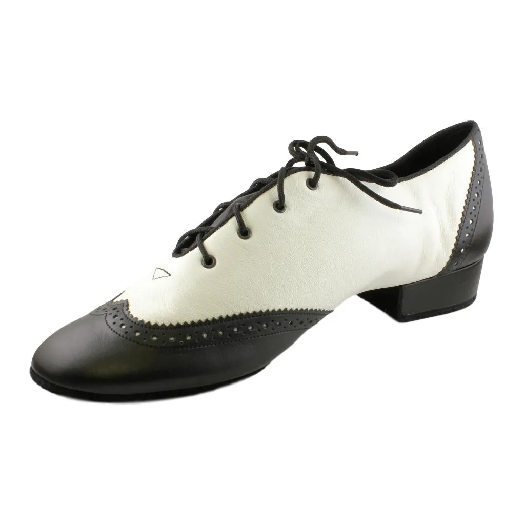 Men's Salsa Dance Shoes, Flexi M, Black-White Leather