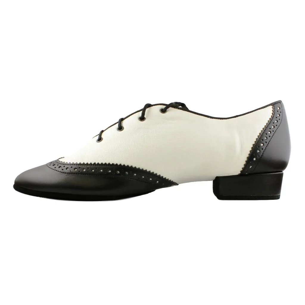 Men's Salsa Dance Shoes, Flexi M, Black-White Leather