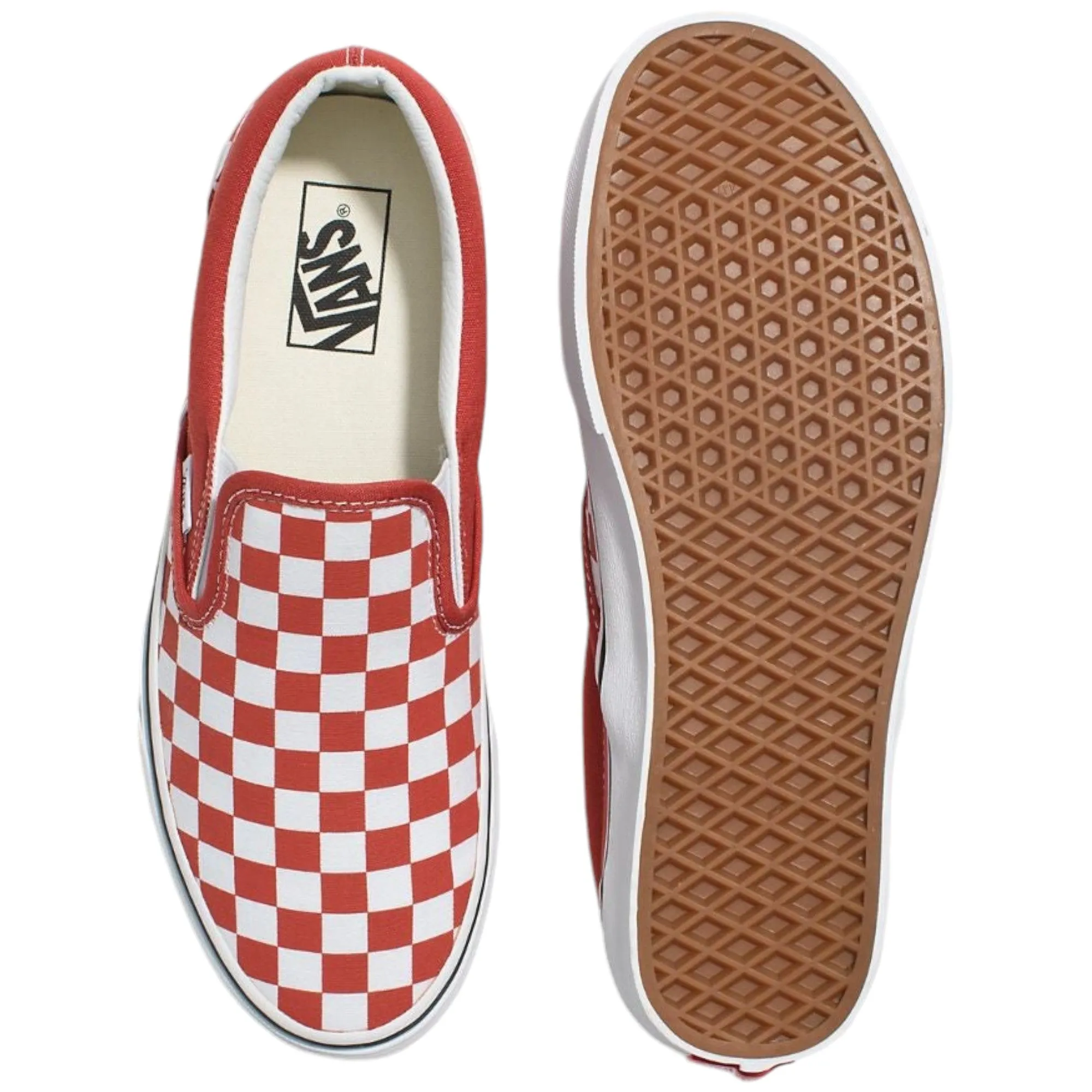 Mens Vans Classic Slip-On Shoes Checkerboard Red