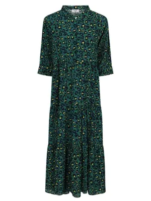 Mercy Delta Wollaton Green Painterley Animal Electric Dress