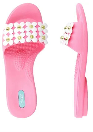 Oka-B Sedona Flower Detail Pink Sandal Slides Made in USA - Clearance FINAL SALE