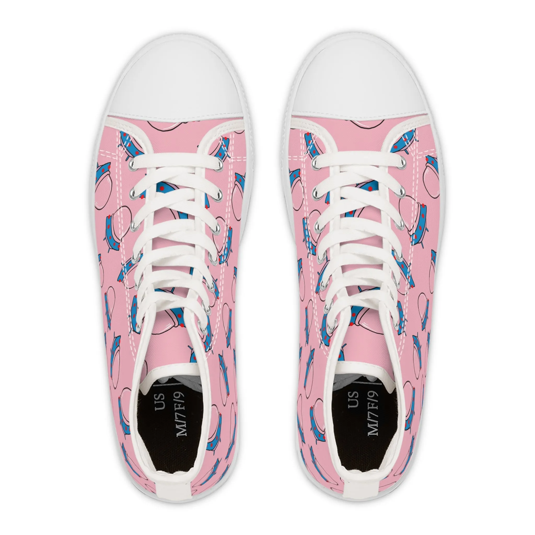 Pink Alien UFO Women's High Top Sneakers