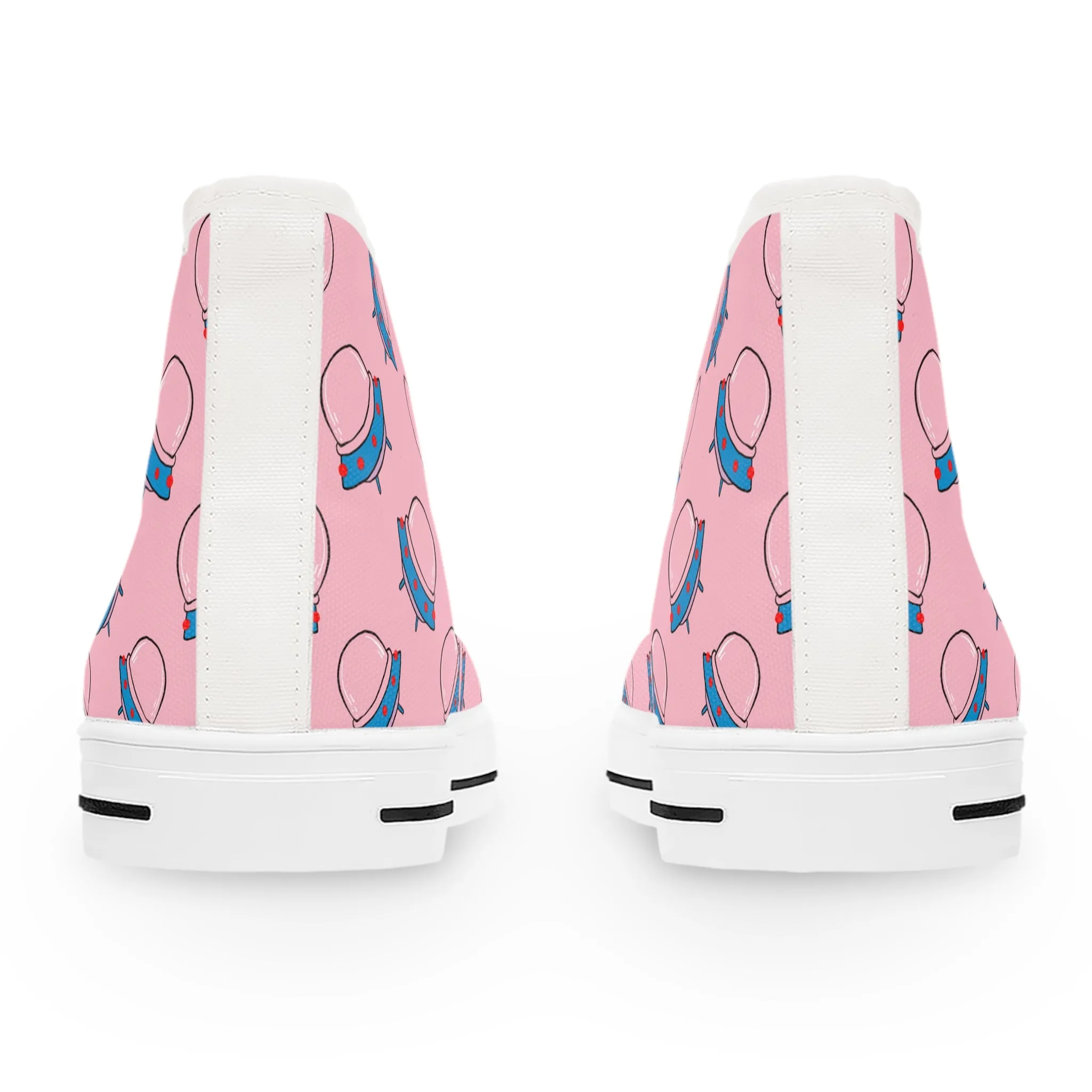 Pink Alien UFO Women's High Top Sneakers